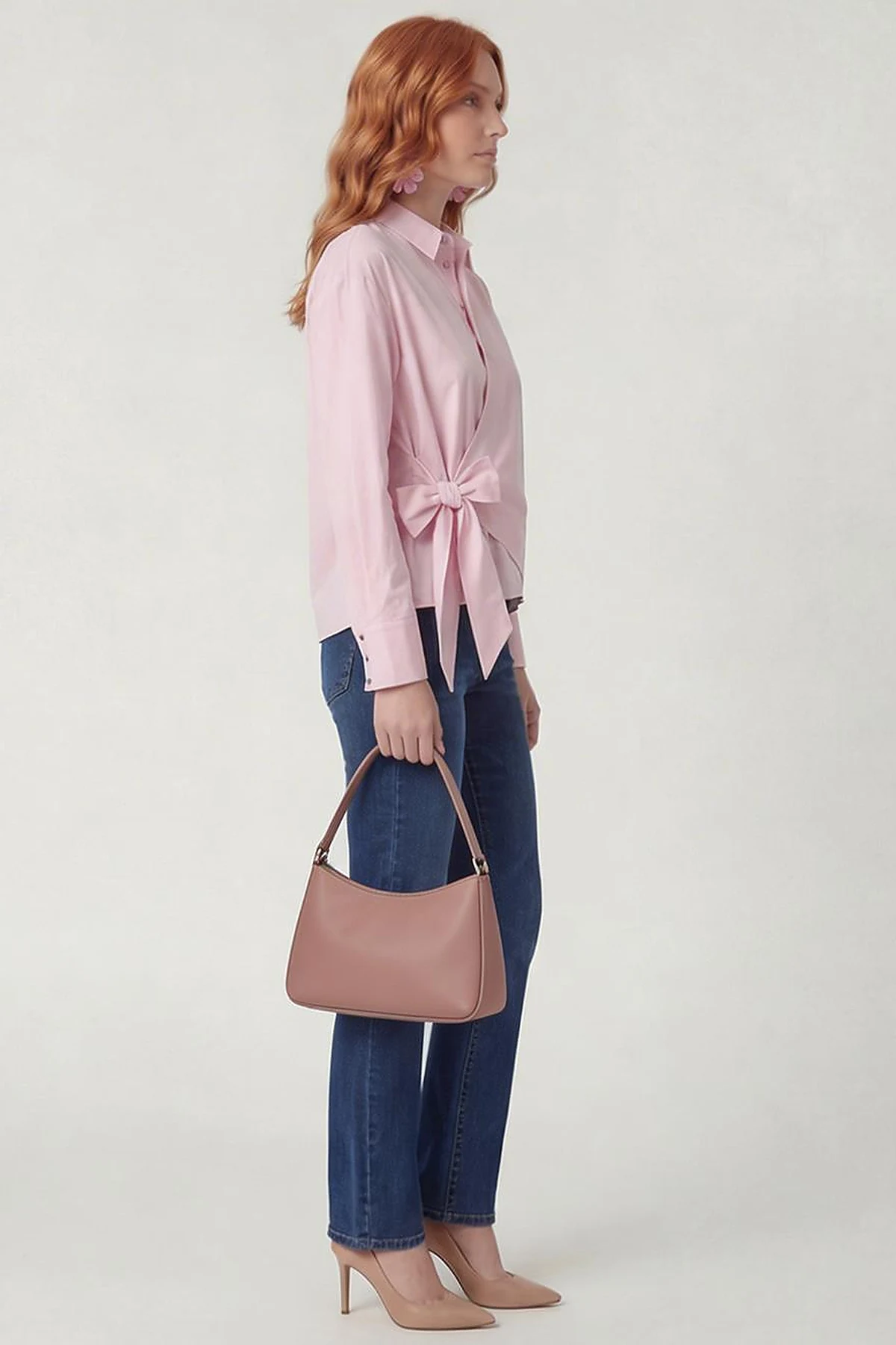 Tie-Detail Cotton Blouse Lilac