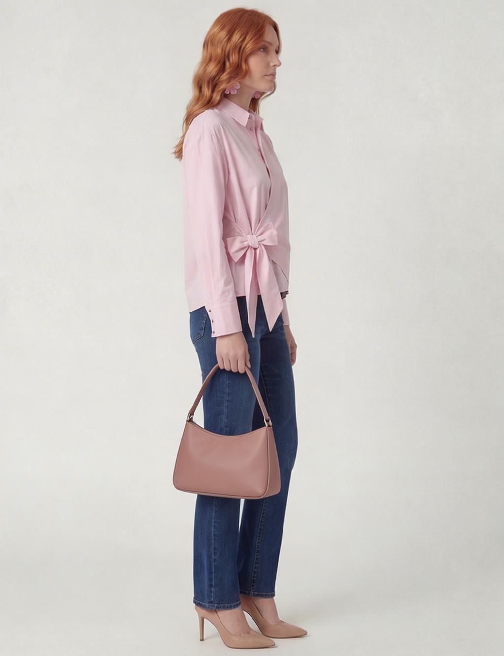 Tie-Detail Cotton Blouse Lilac