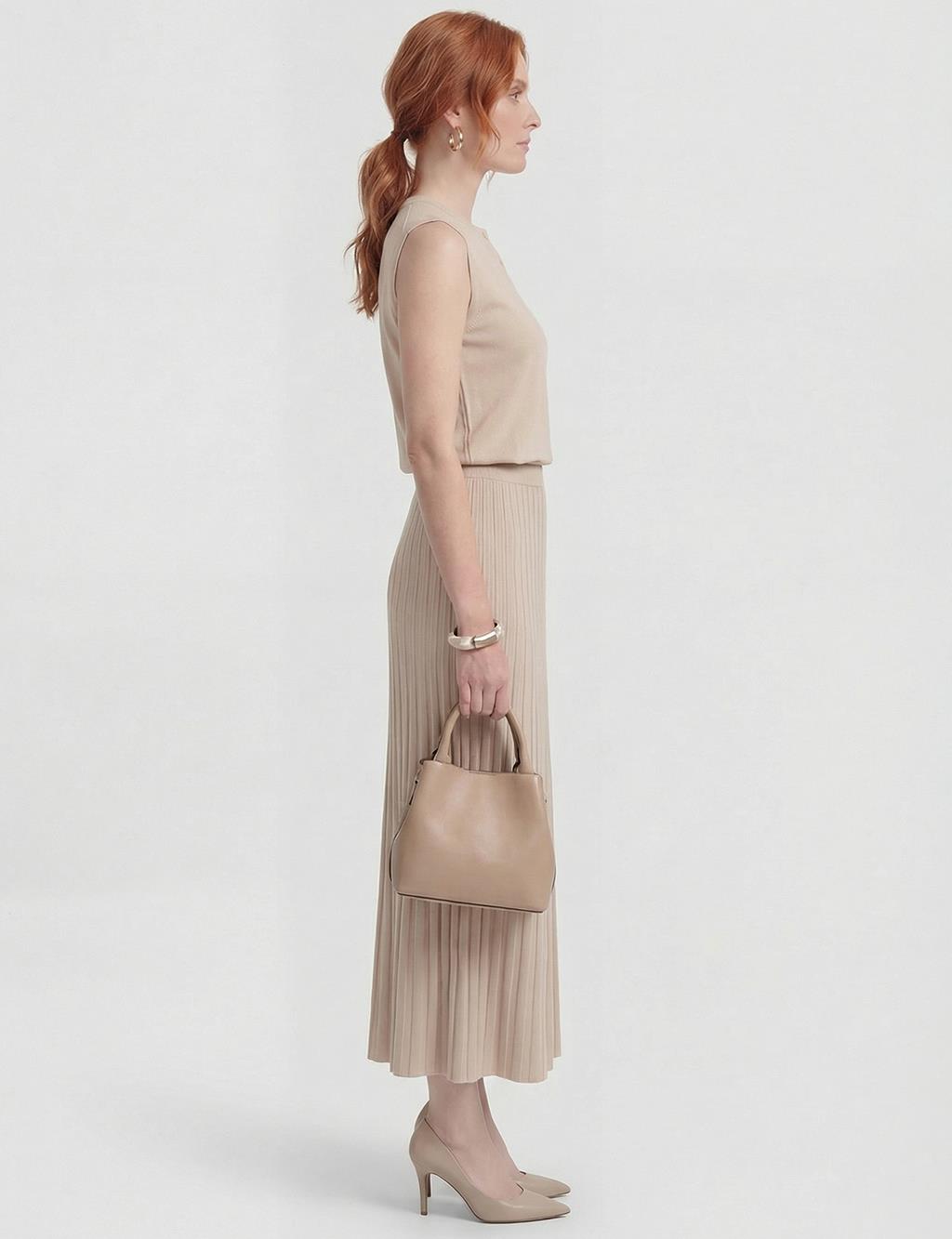 Knitted Skirt Set Stone