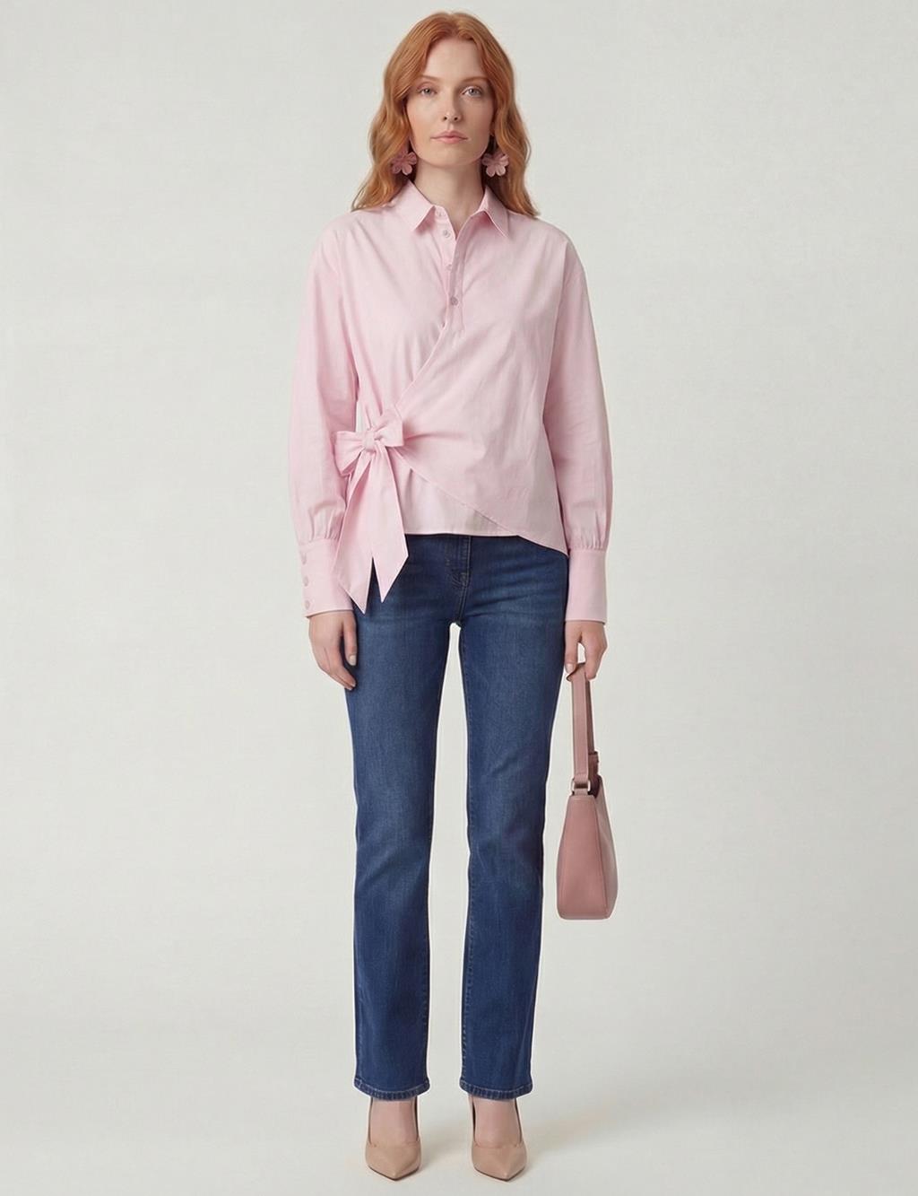 Tie-Detail Cotton Blouse Lilac