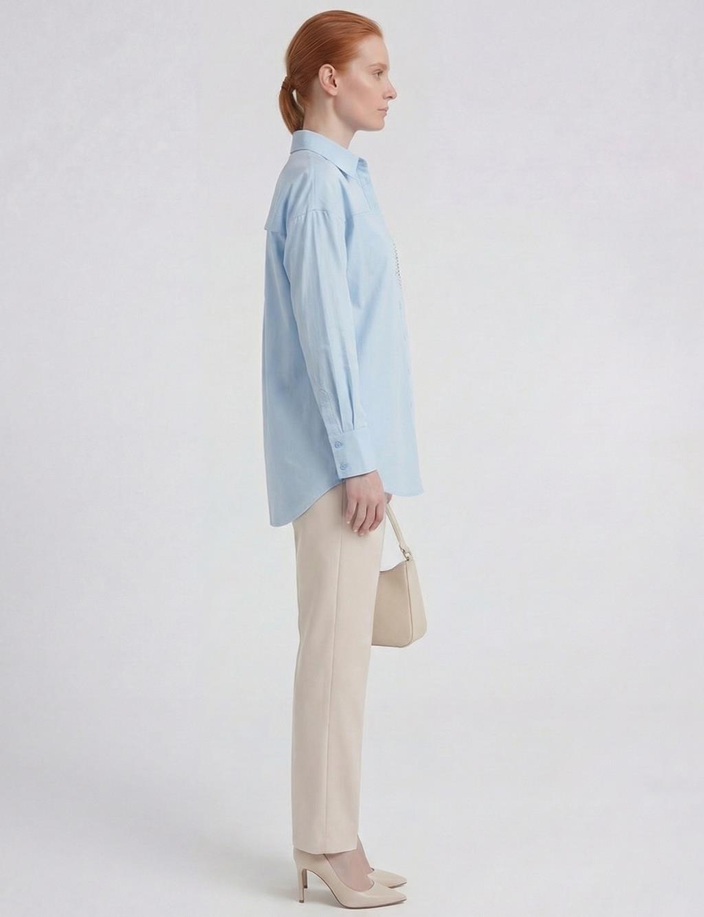 100% Cotton Embroidered Tunic Blue