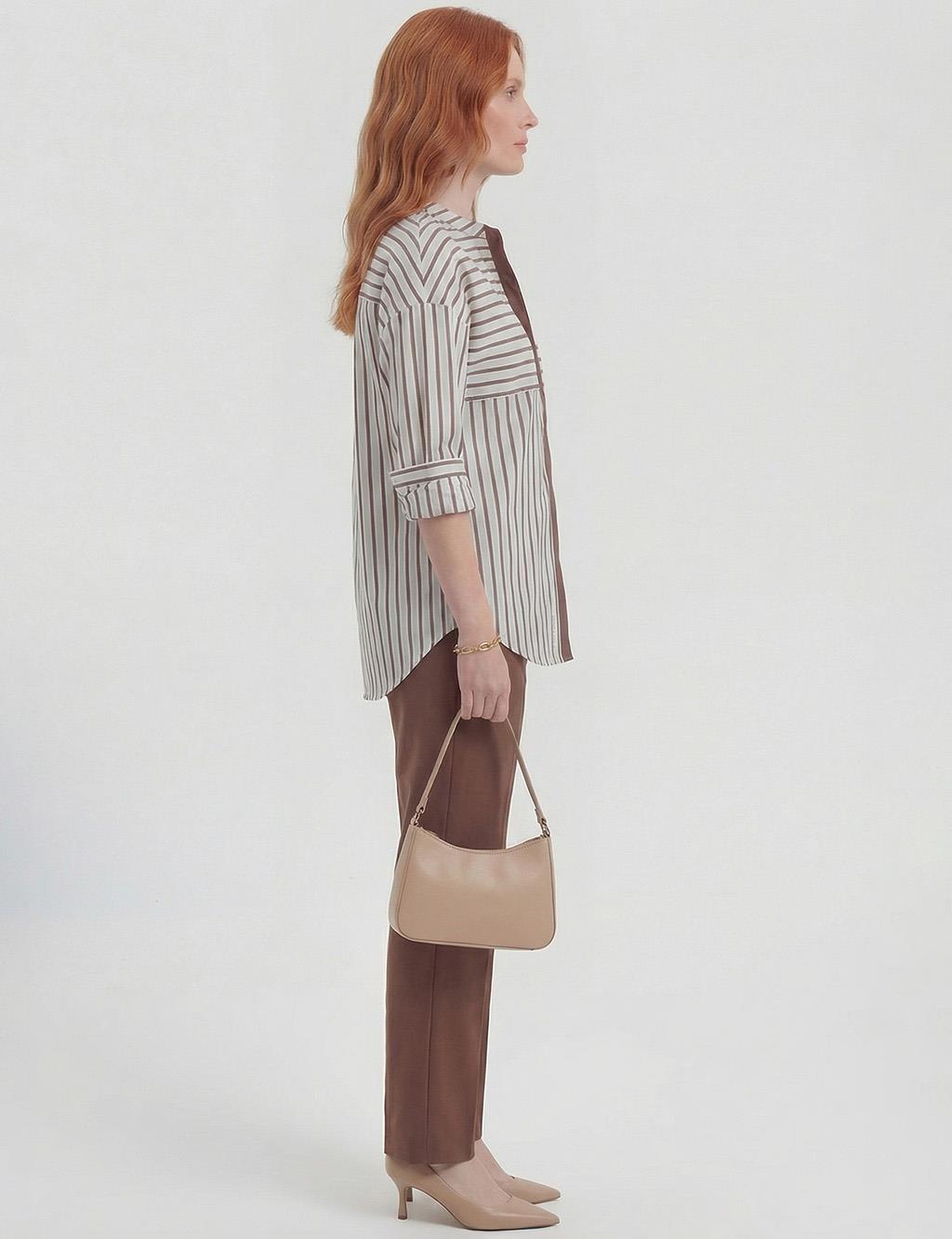 Dropped Shoulder Viscose Tunic Dark Brown