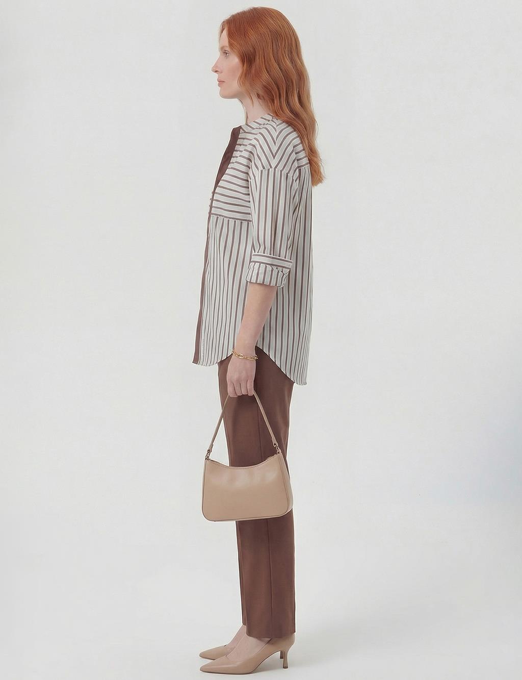 Dropped Shoulder Viscose Tunic Dark Brown