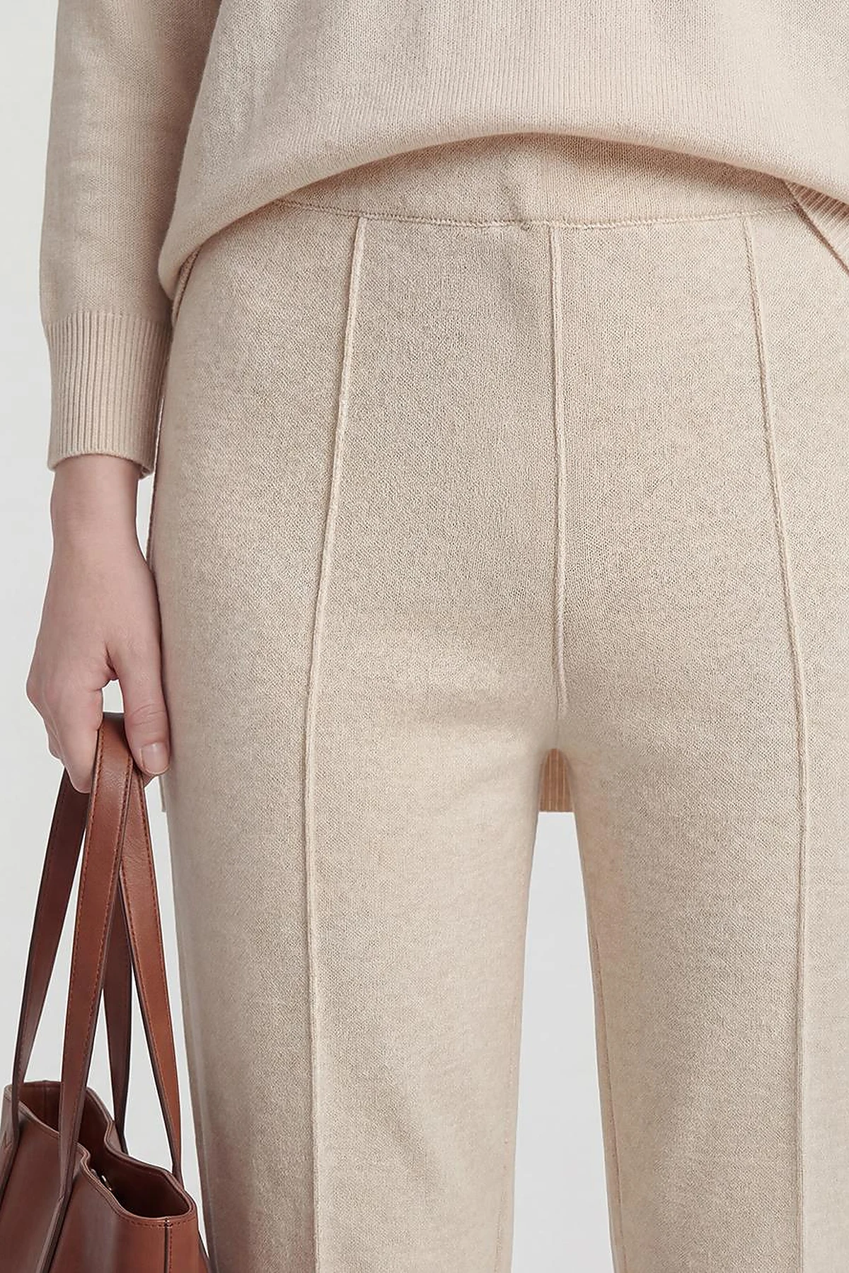 Button Detailed Knitwear Set Beige