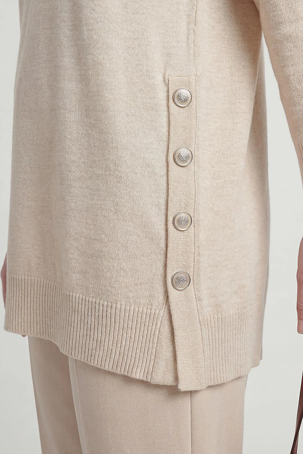 Button Detailed Knitwear Set Beige