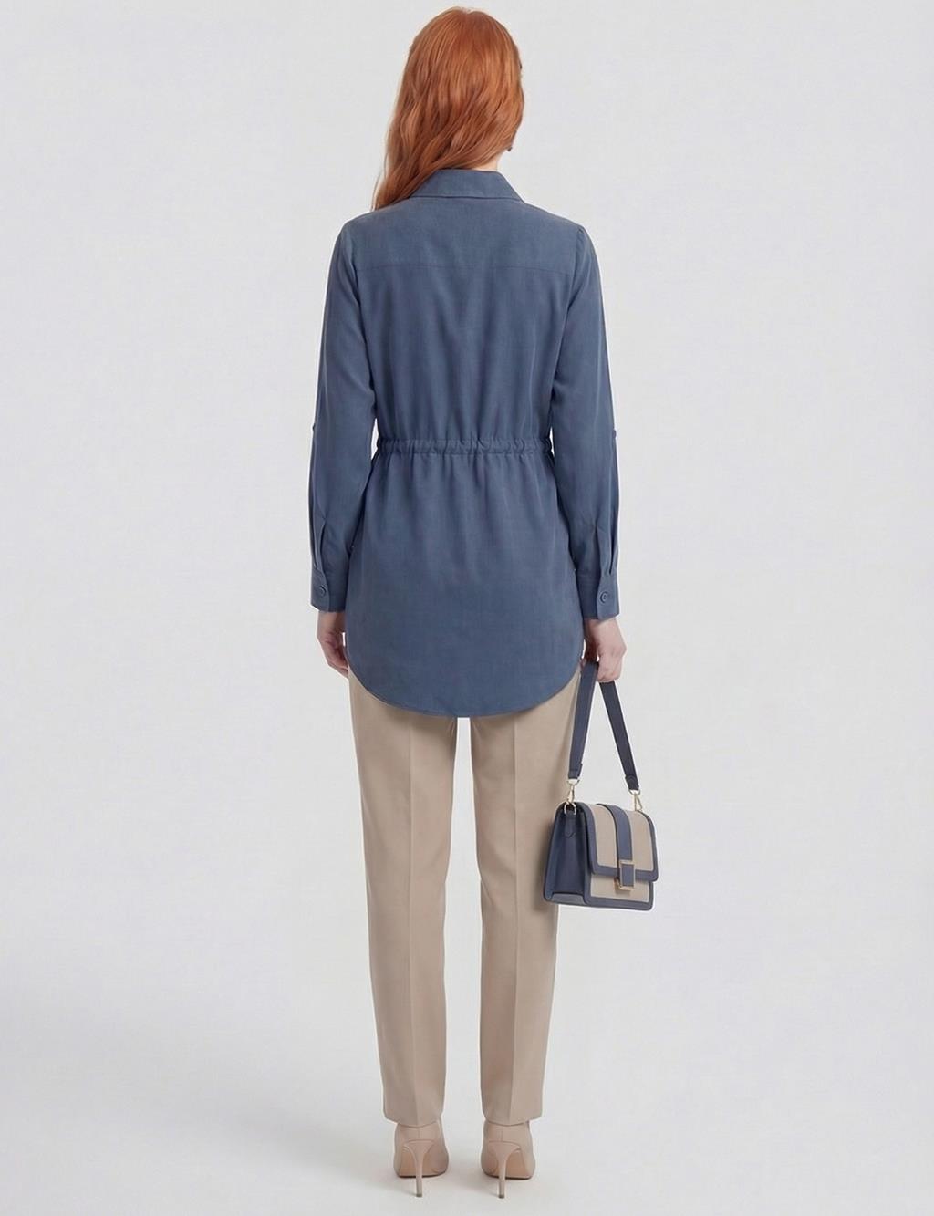 Sequin-Embellished Modal Tunic Dark Navy 