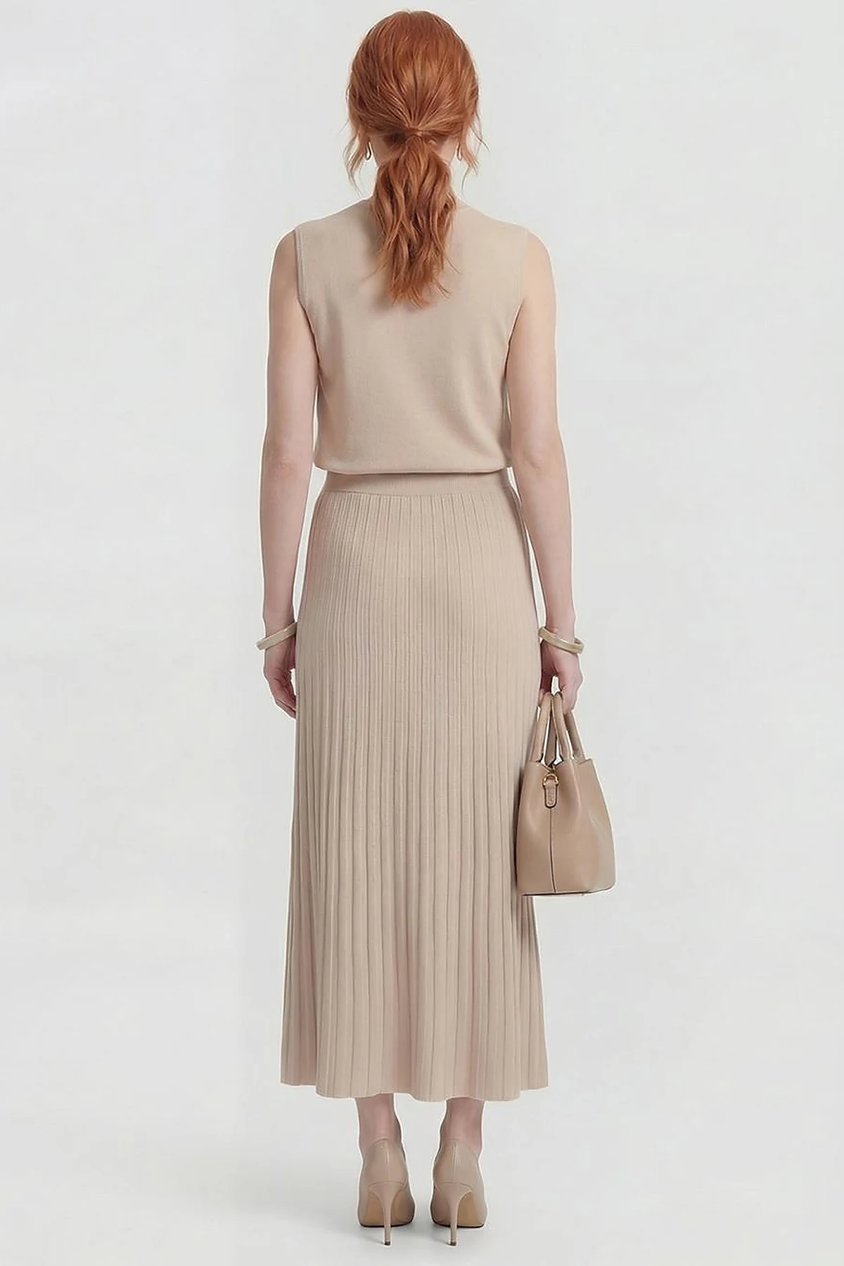 Knitted Skirt Set Stone