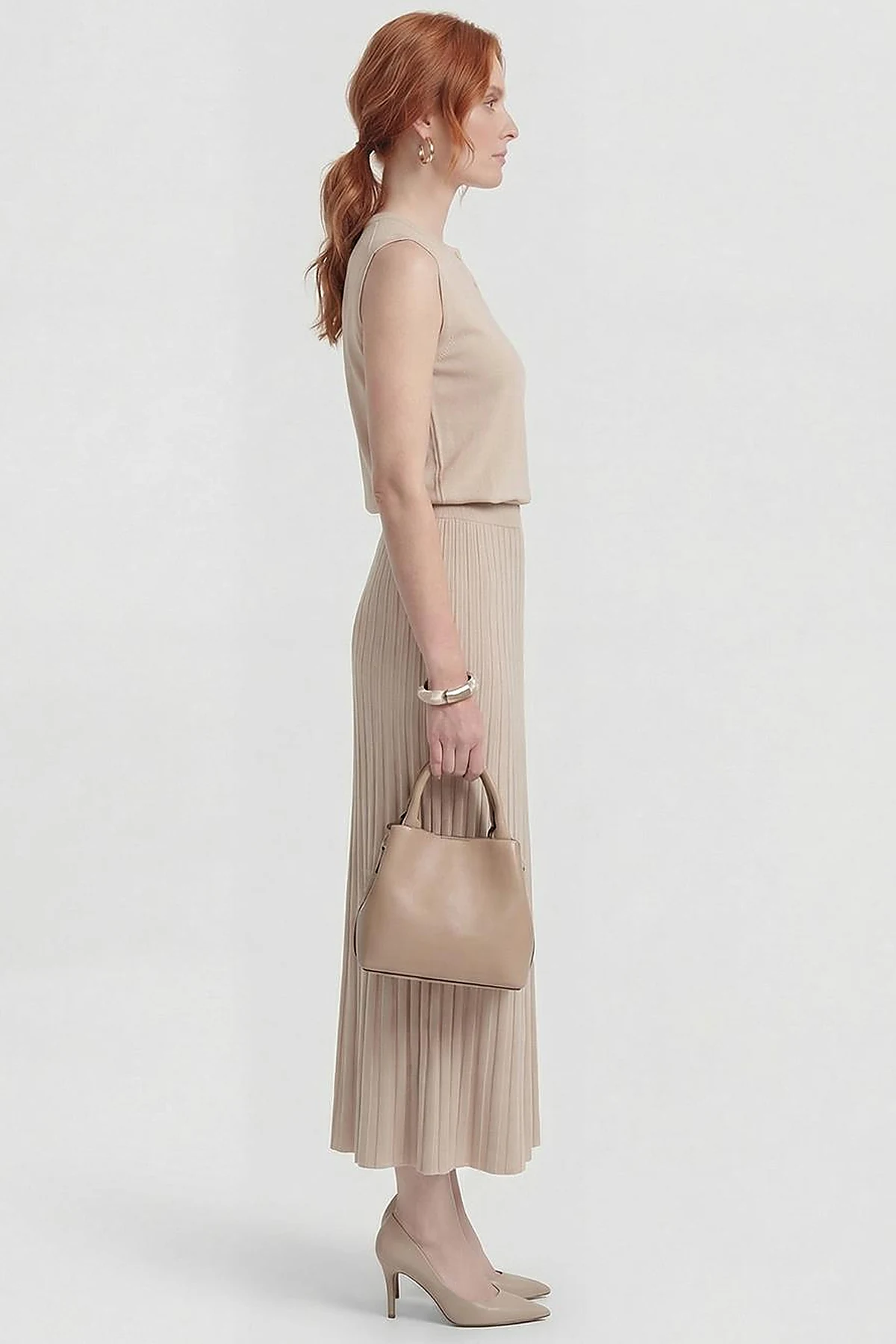 Knitted Skirt Set Stone