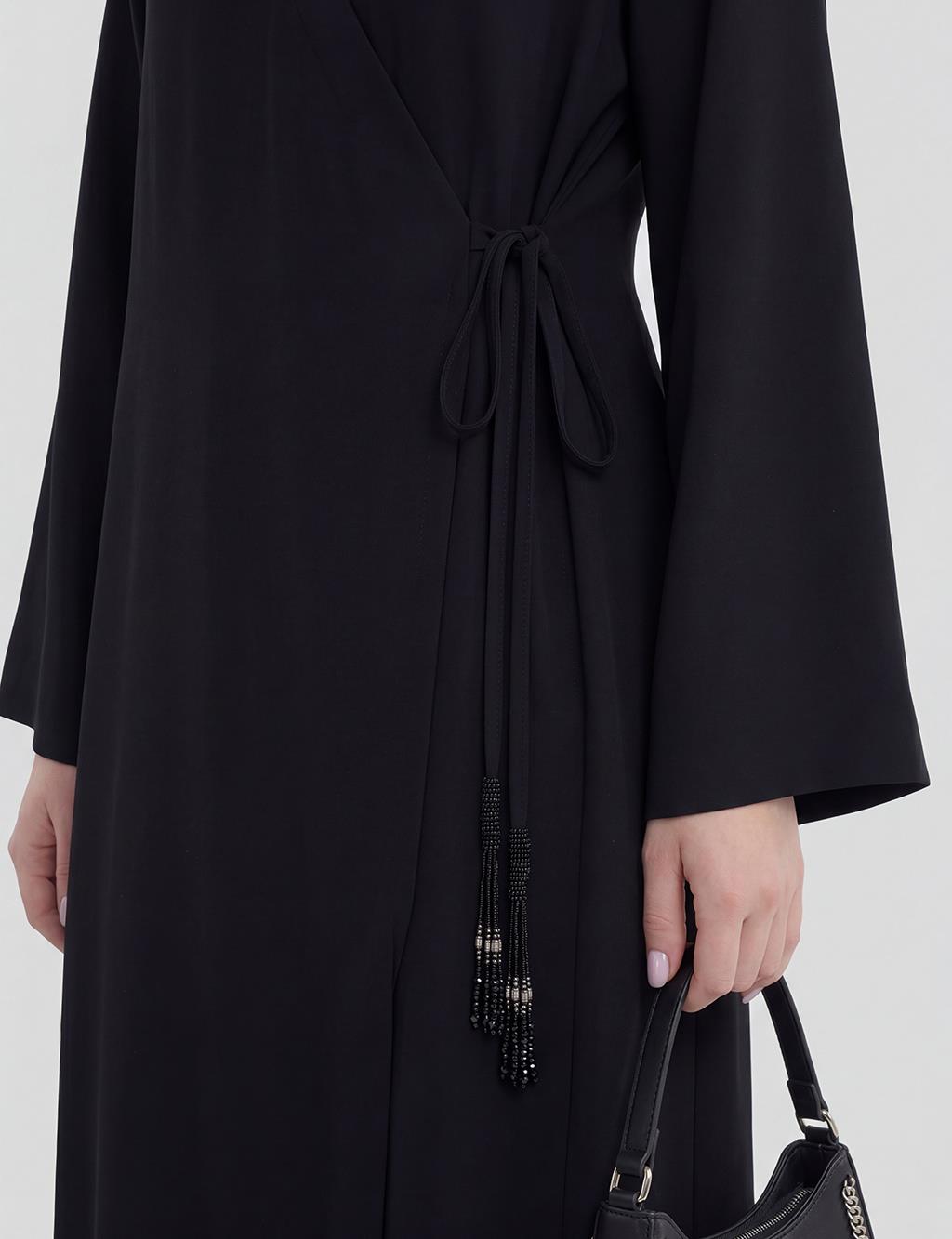 Wrap-Front Cardigan Black