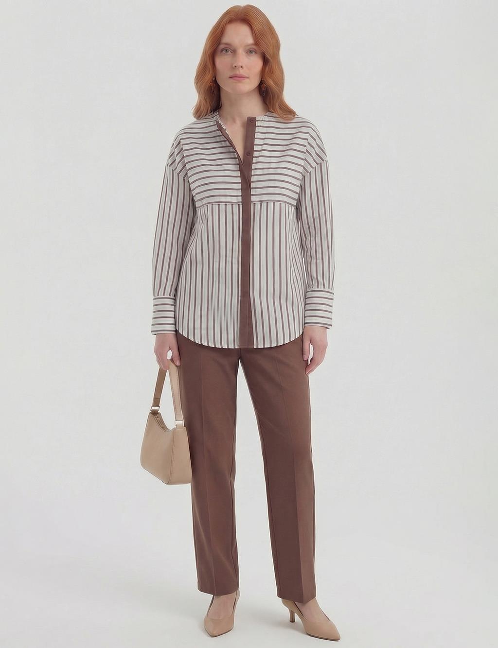 Dropped Shoulder Viscose Tunic Dark Brown