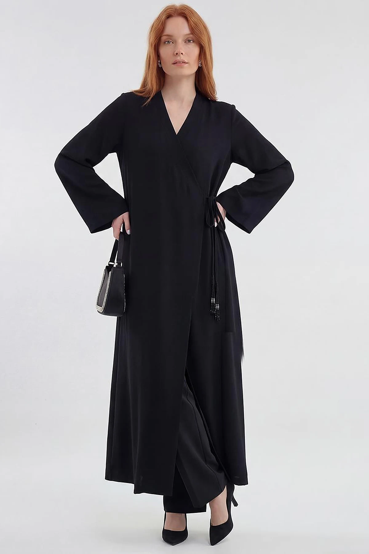 Wrap-Front Cardigan Black