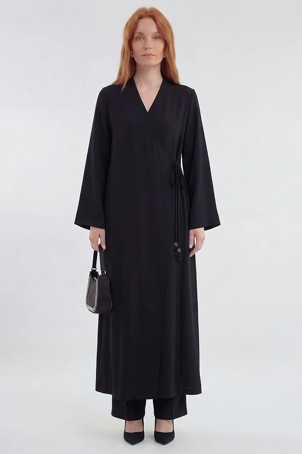 Wrap-Front Cardigan Black