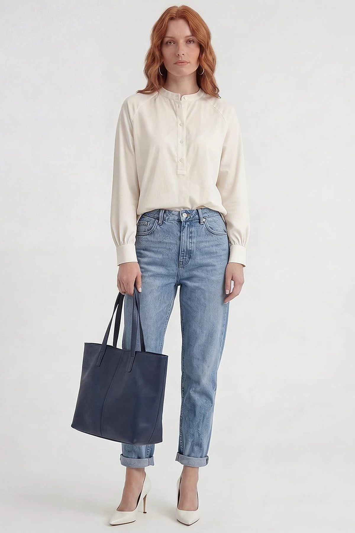 Raglan Sleeve Cotton Blouse Ecru