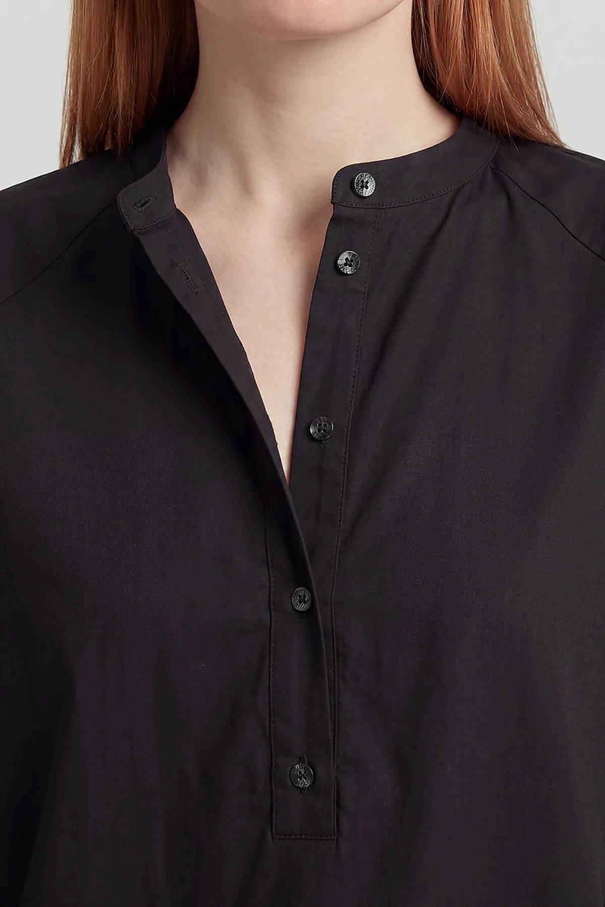 Raglan Sleeve Cotton Blouse Black