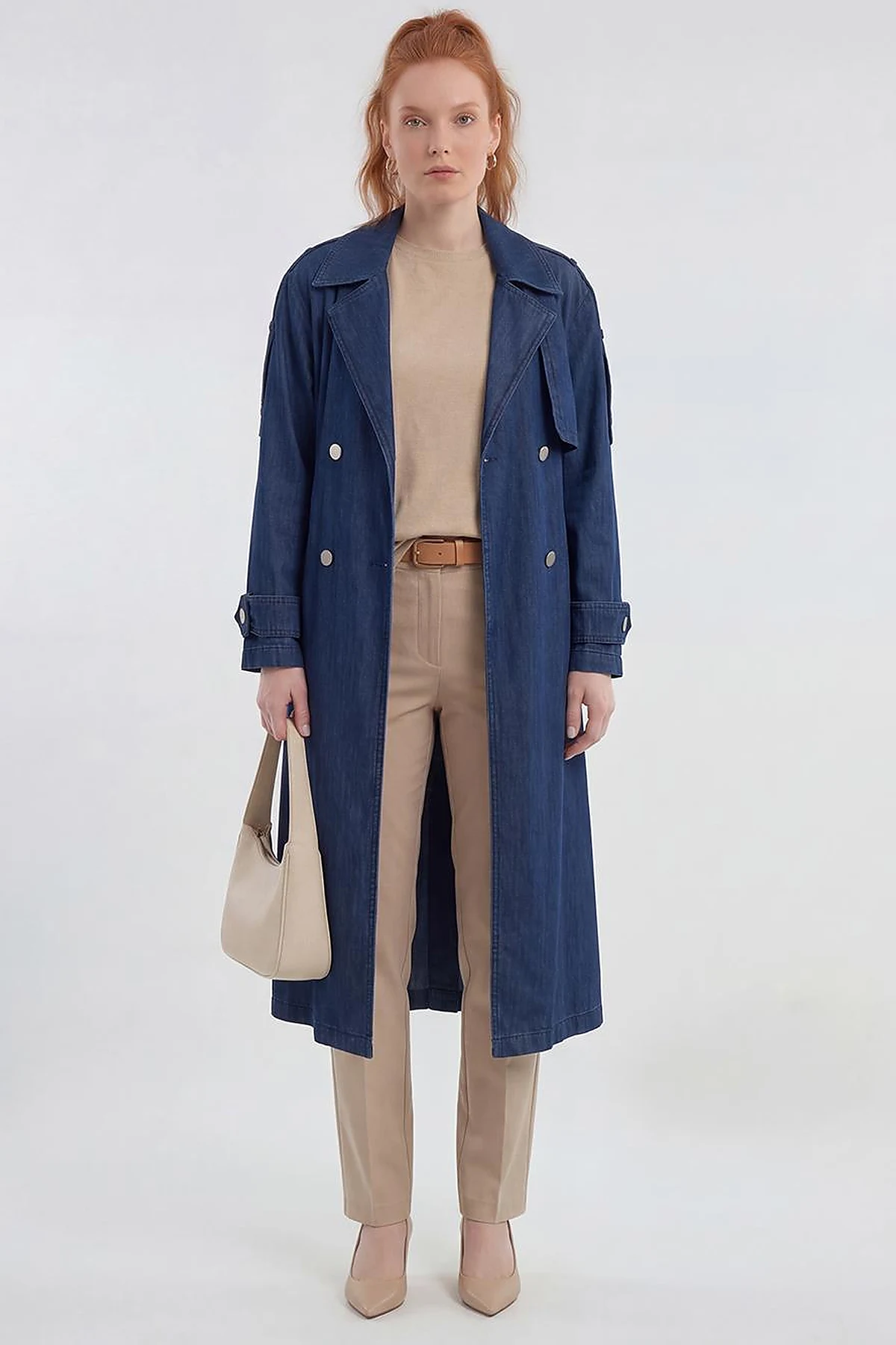 Washed Trench Coat Indigo