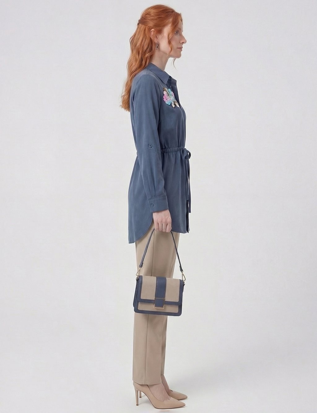 Sequin-Embellished Modal Tunic Dark Navy 