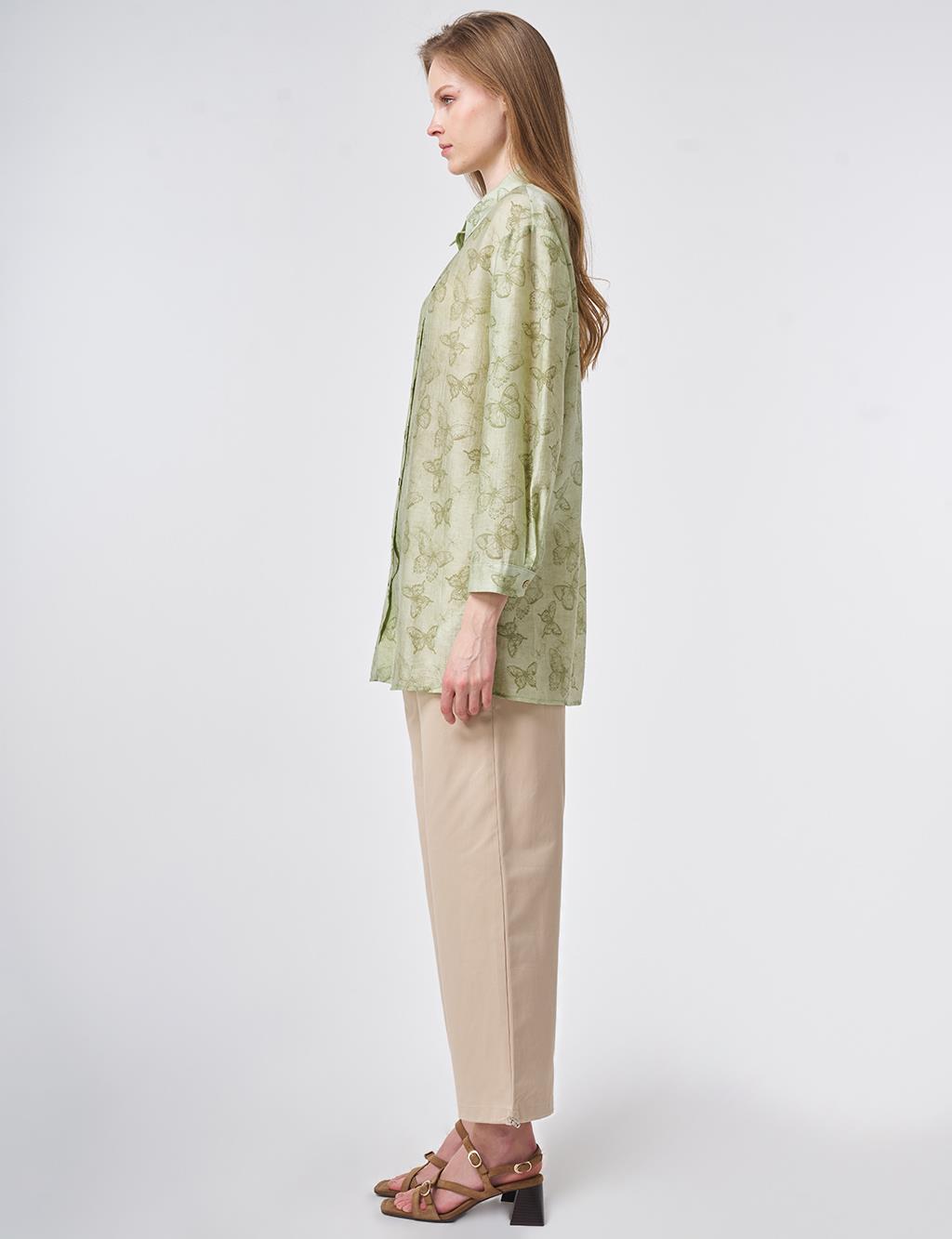 Patterned Lyocell Tunic Khaki