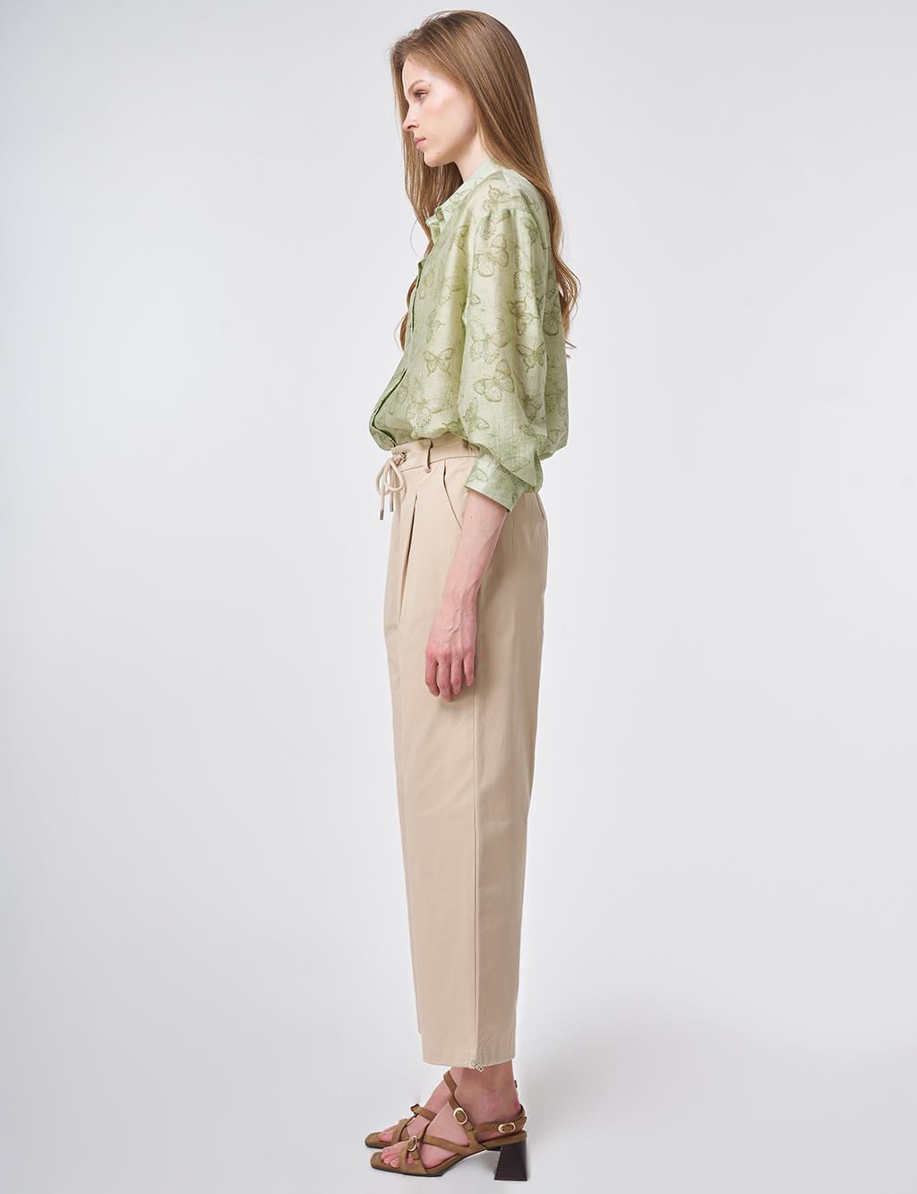 High Waist Cargo Pocket Trousers Mink