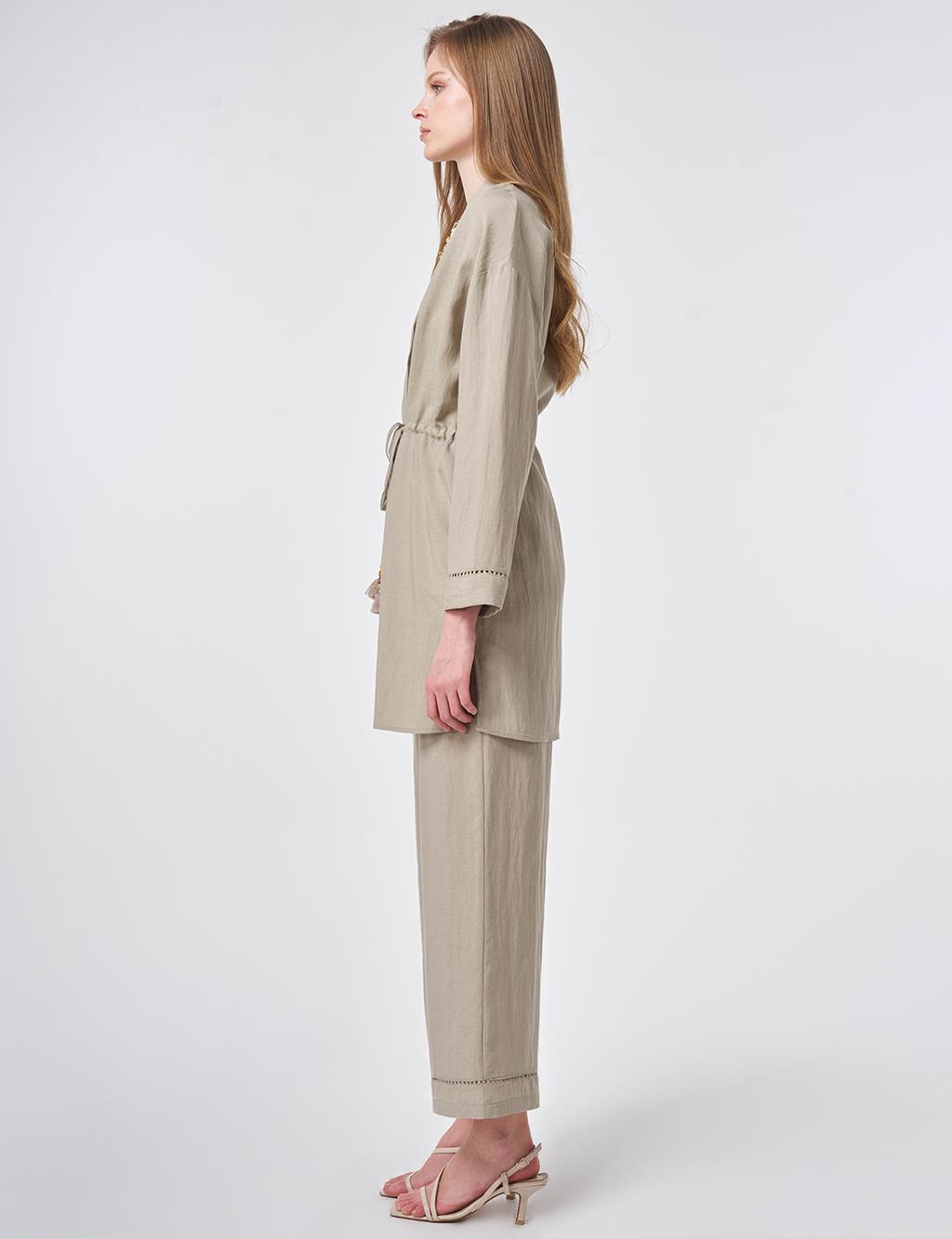 Lyocell Two-Piece Set with Punto Stitching Mold Green