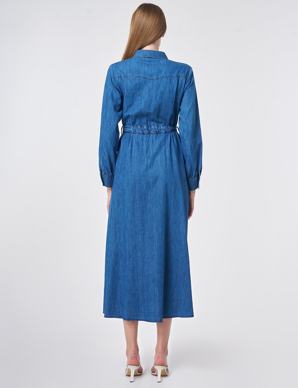 Washed Belted Dress Indigo 