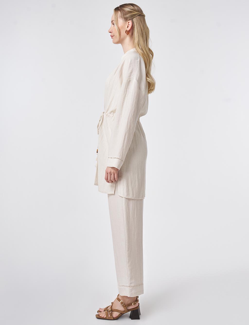 Lyocell Two-Piece Set with Punto Stitching Cream