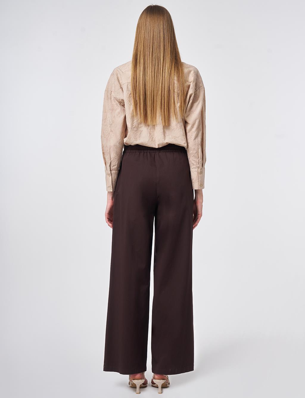 Pleated Wide Leg Trousers Dark Brown