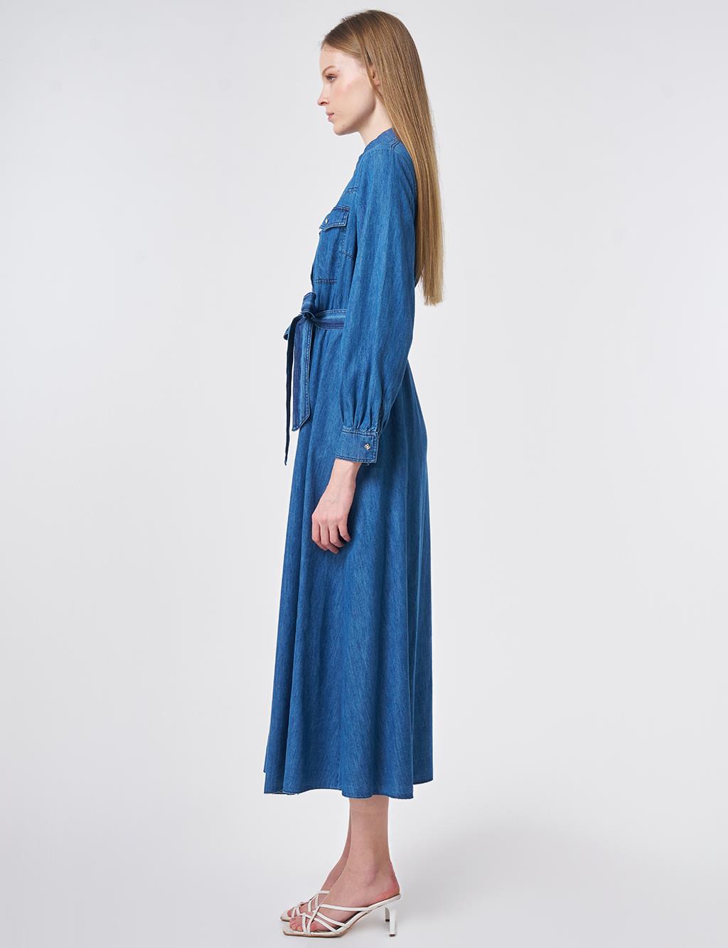 Washed Belted Dress Indigo 