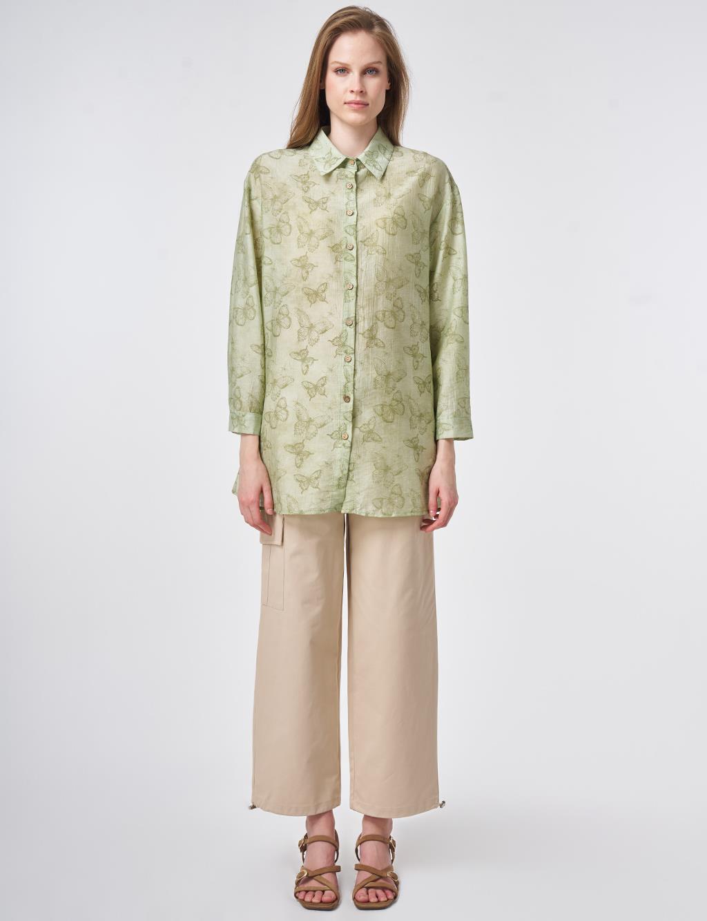 Patterned Lyocell Tunic Khaki