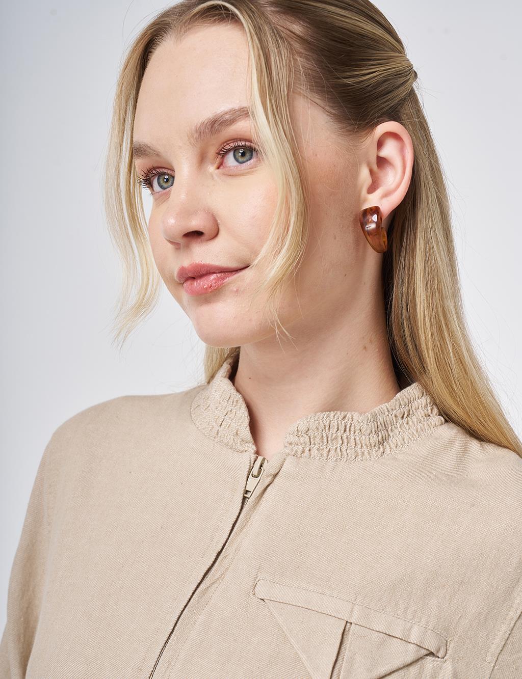 Flap Pocket Cotton Linen Two-Piece Set Stone