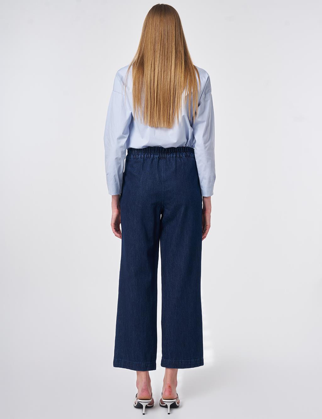 High-Waist Washed Pants Indigo