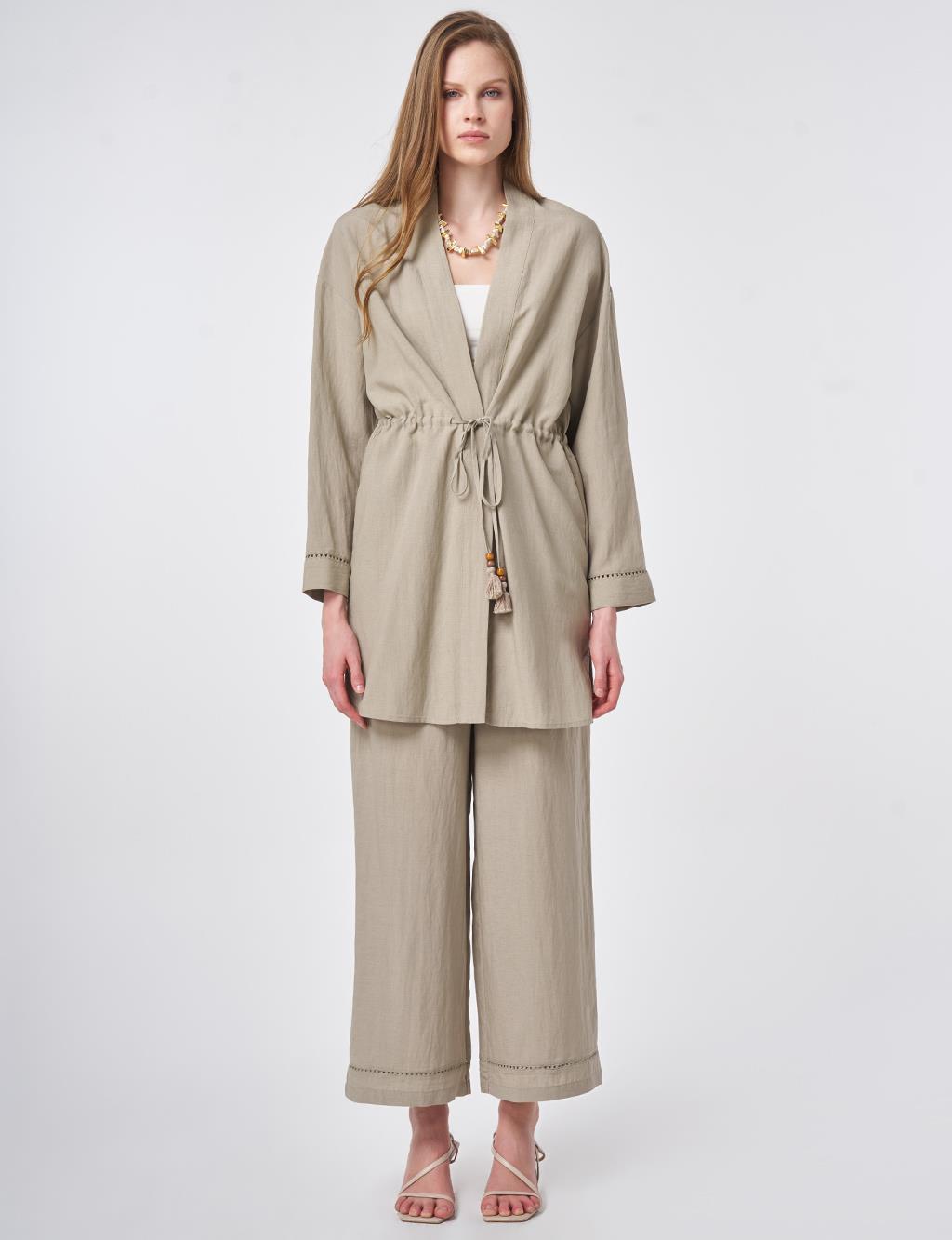 Lyocell Two-Piece Set with Punto Stitching Mold Green