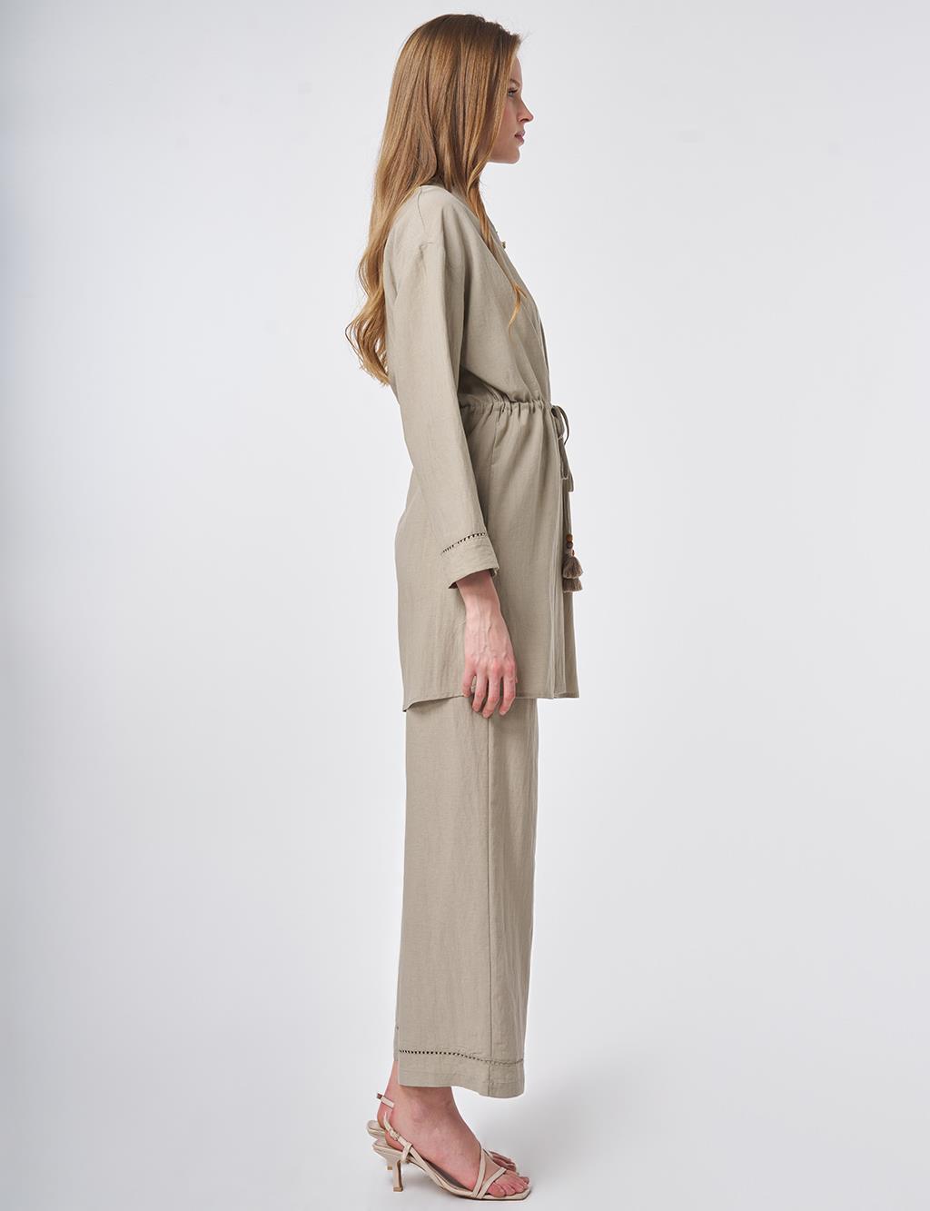 Lyocell Two-Piece Set with Punto Stitching Mold Green