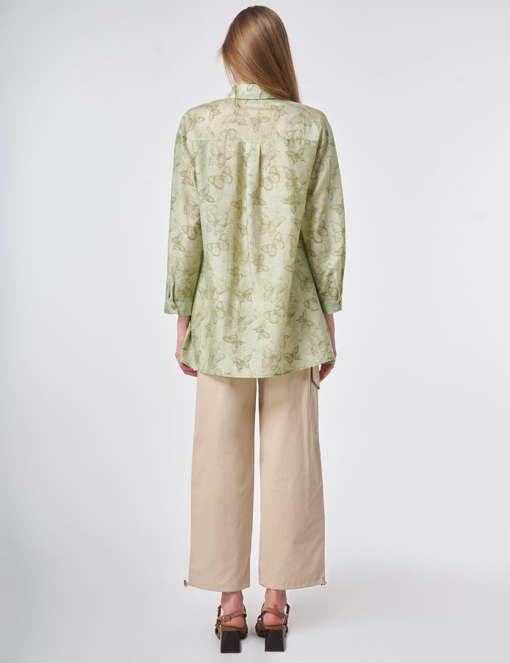 Patterned Lyocell Tunic Khaki