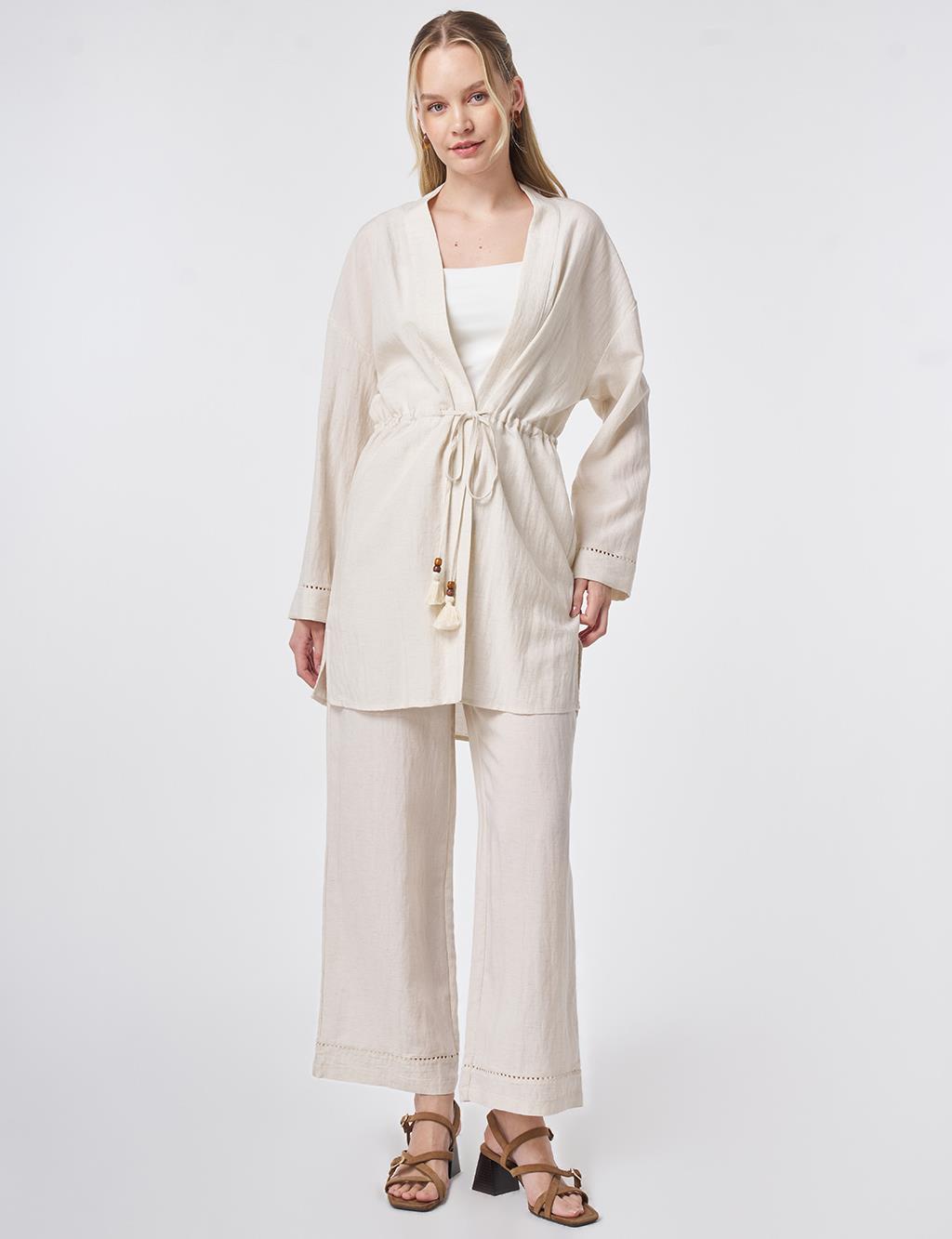 Lyocell Two-Piece Set with Punto Stitching Cream