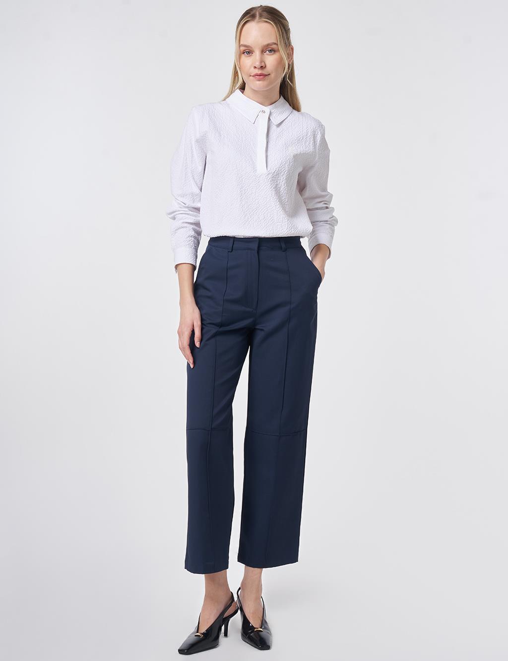 Seam Detailed Pants Dark Navy 