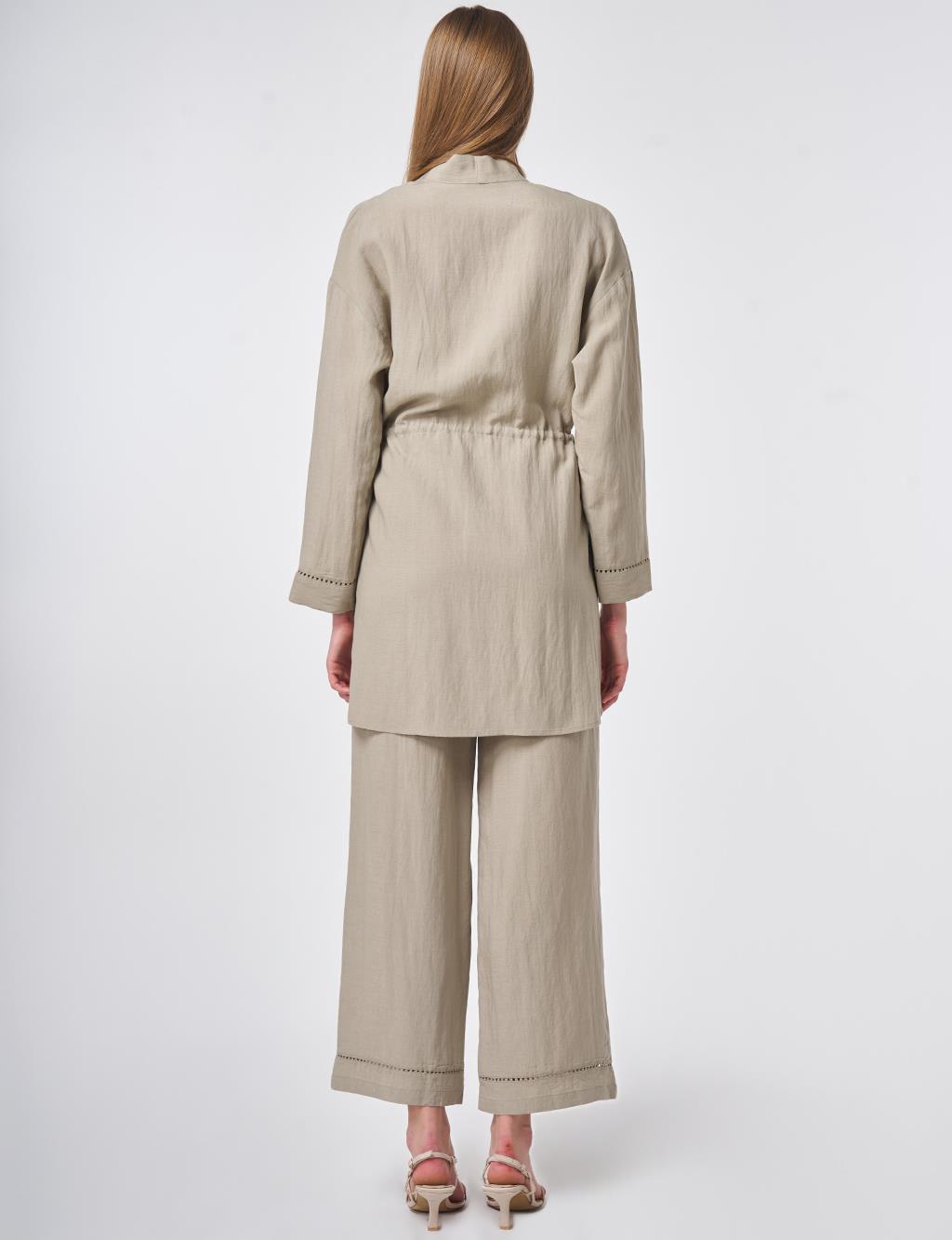 Lyocell Two-Piece Set with Punto Stitching Mold Green