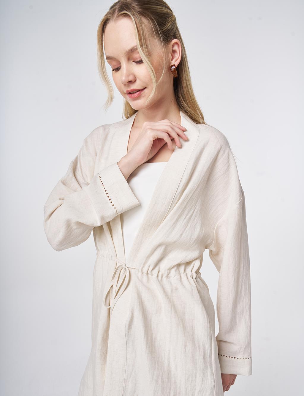 Lyocell Two-Piece Set with Punto Stitching Cream