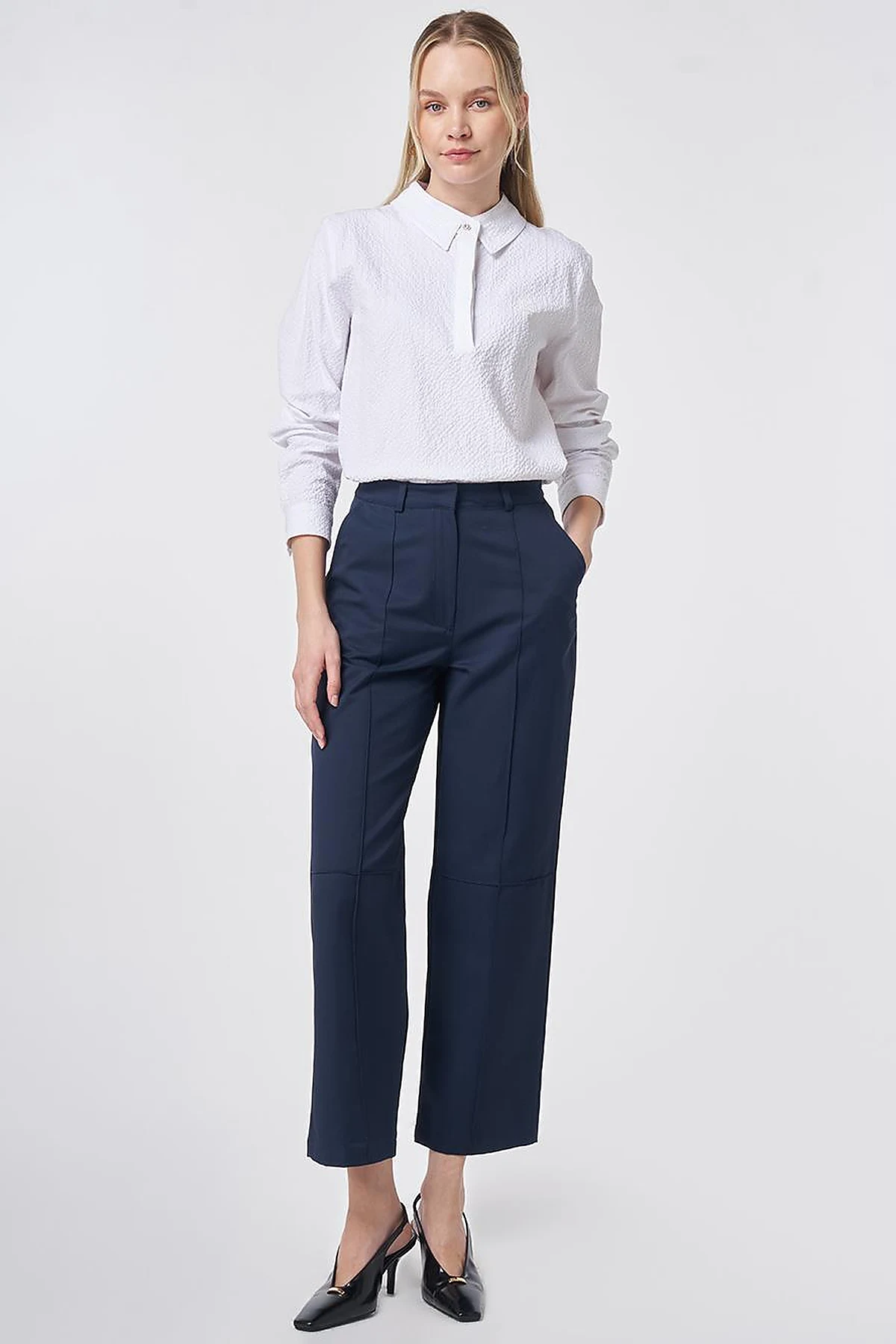 Seam Detailed Pants Dark Navy 