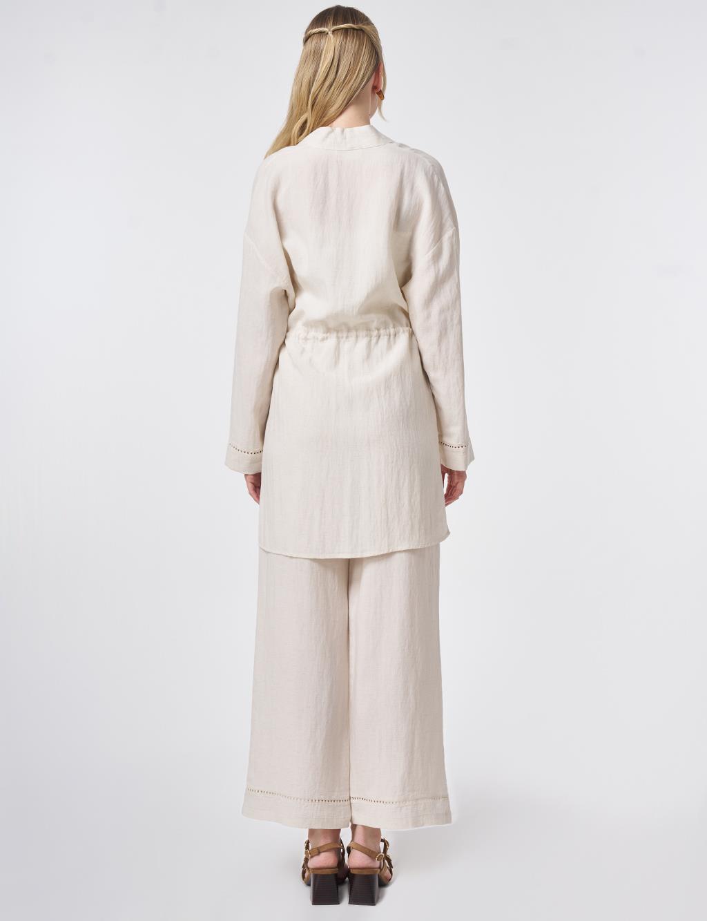 Lyocell Two-Piece Set with Punto Stitching Cream