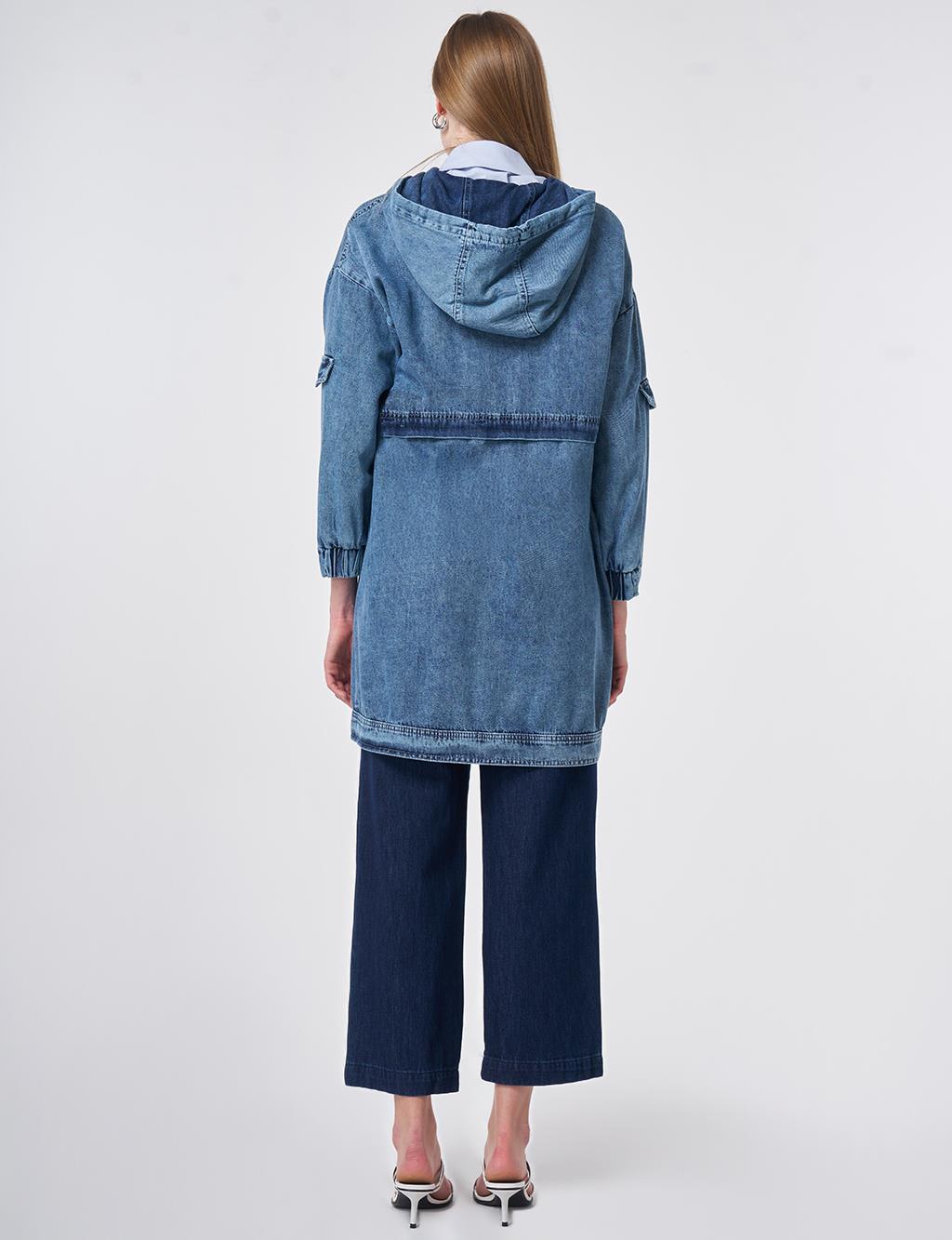 Washed Hooded Jacket Blue