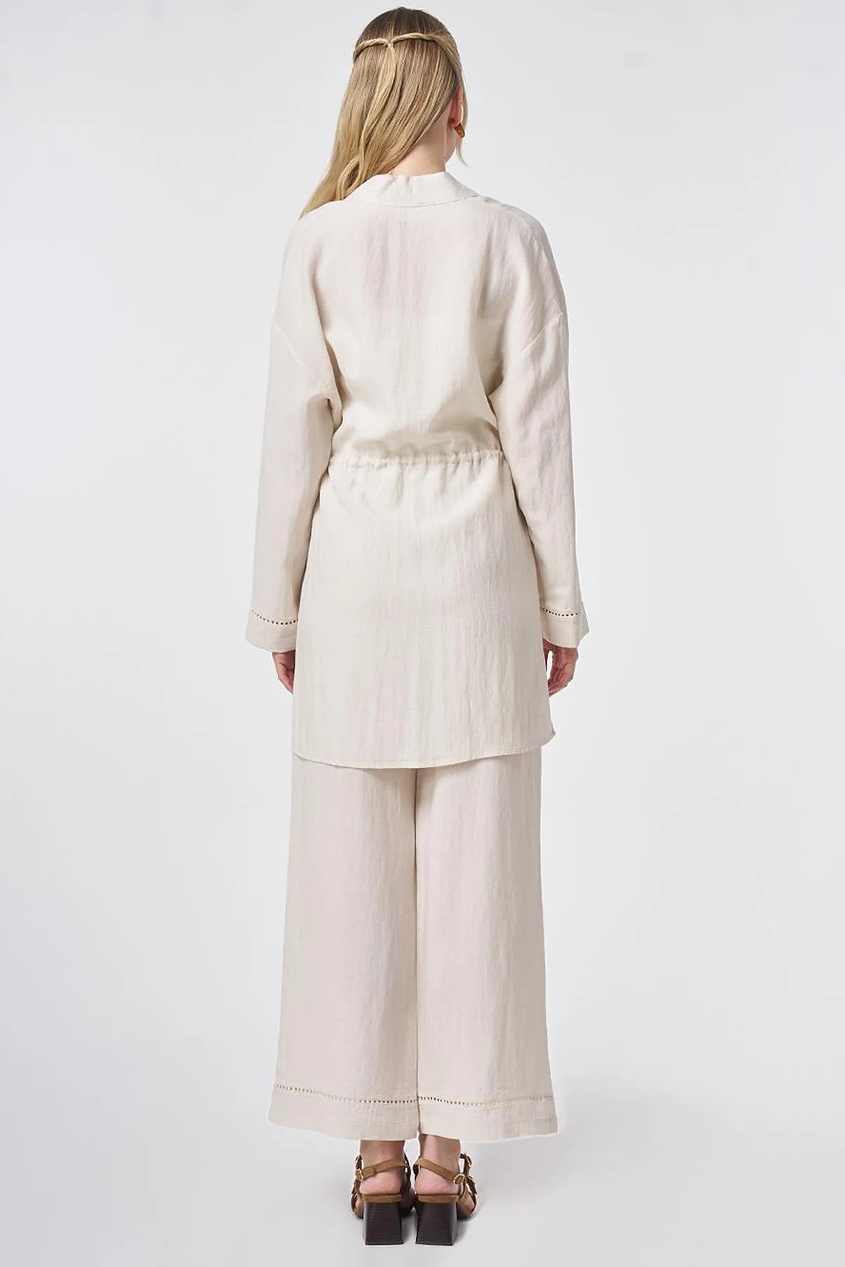 Lyocell Two-Piece Set with Punto Stitching Cream