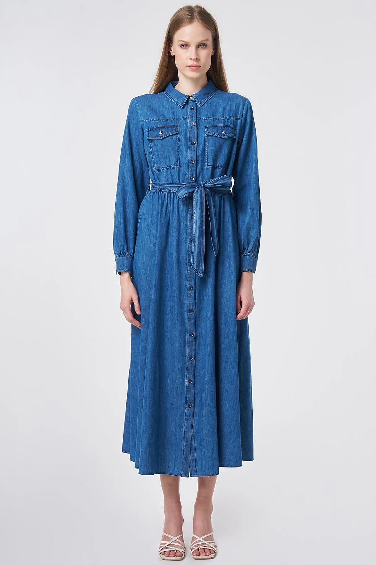 Washed Belted Dress Indigo 
