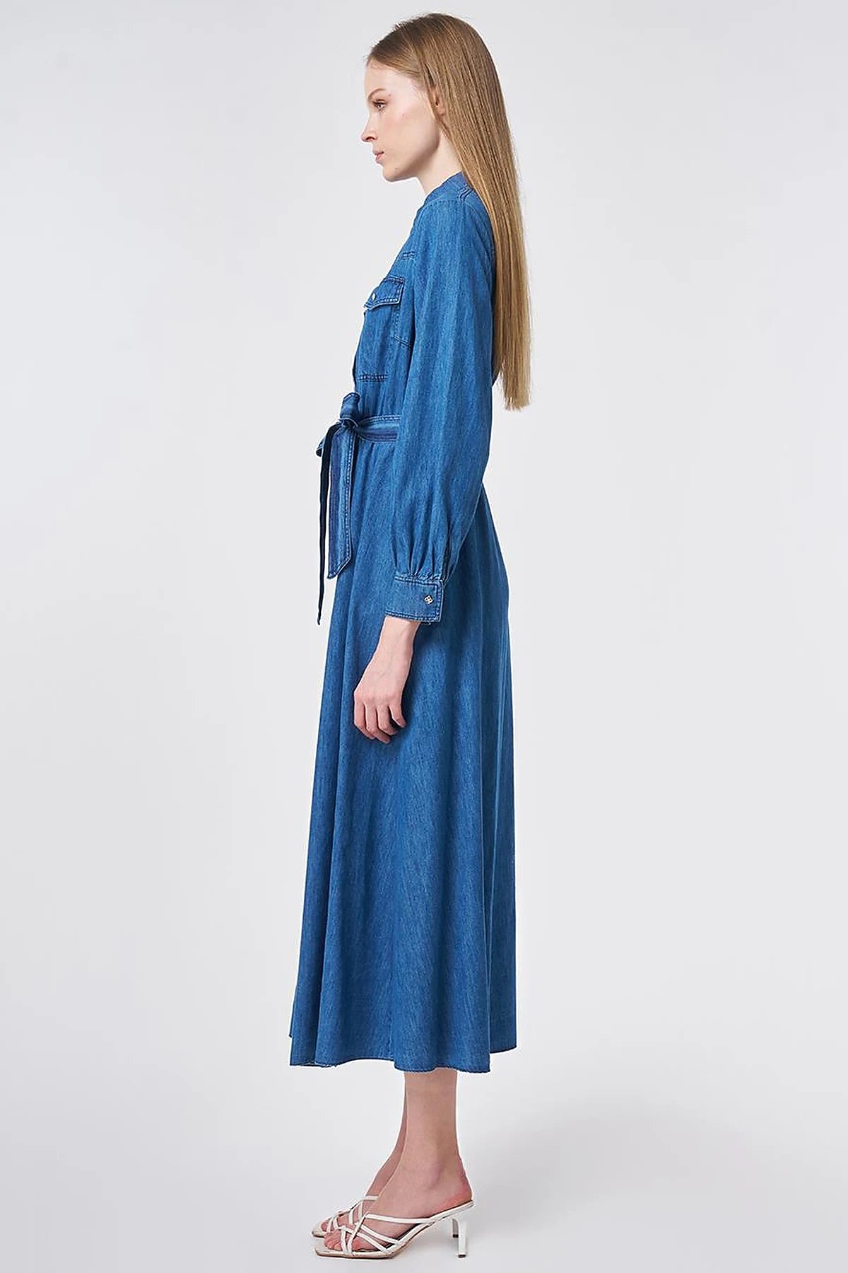 Washed Belted Dress Indigo 