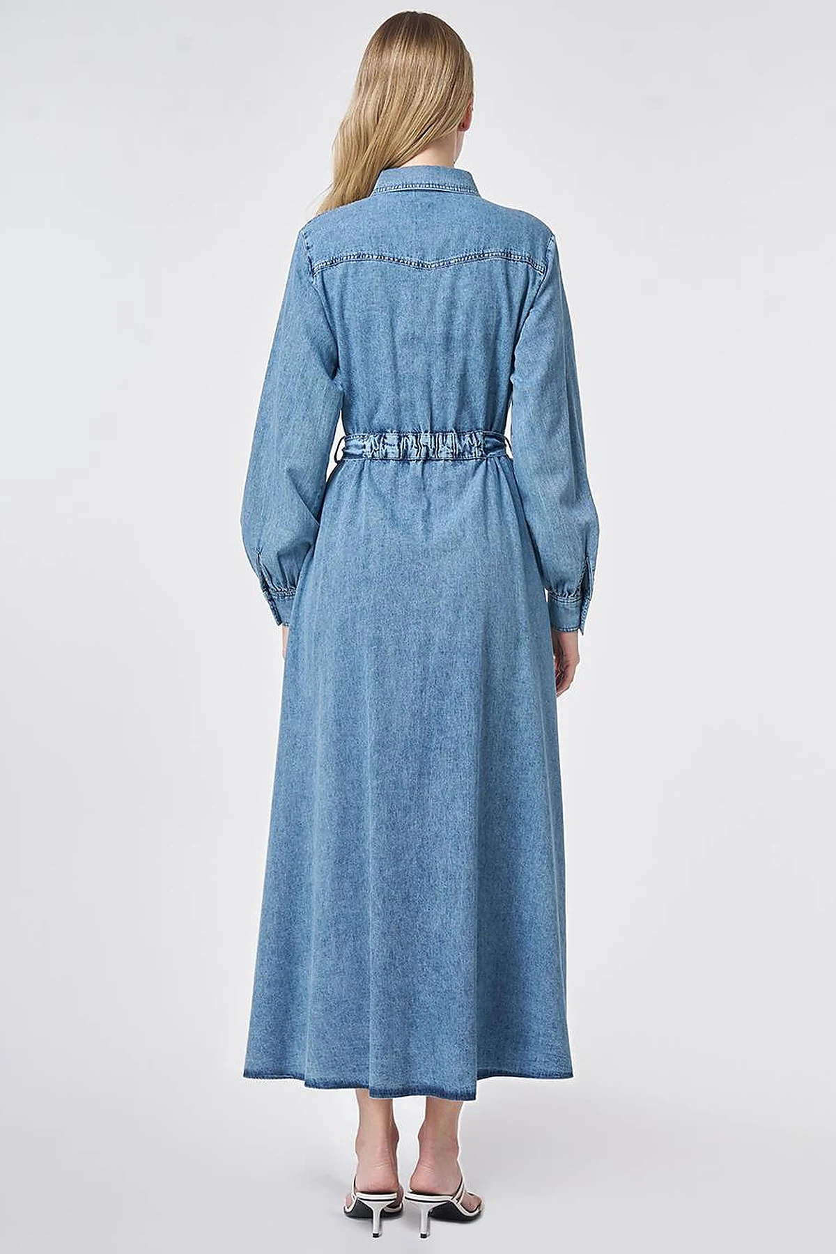 Washed Belted Dress Blue