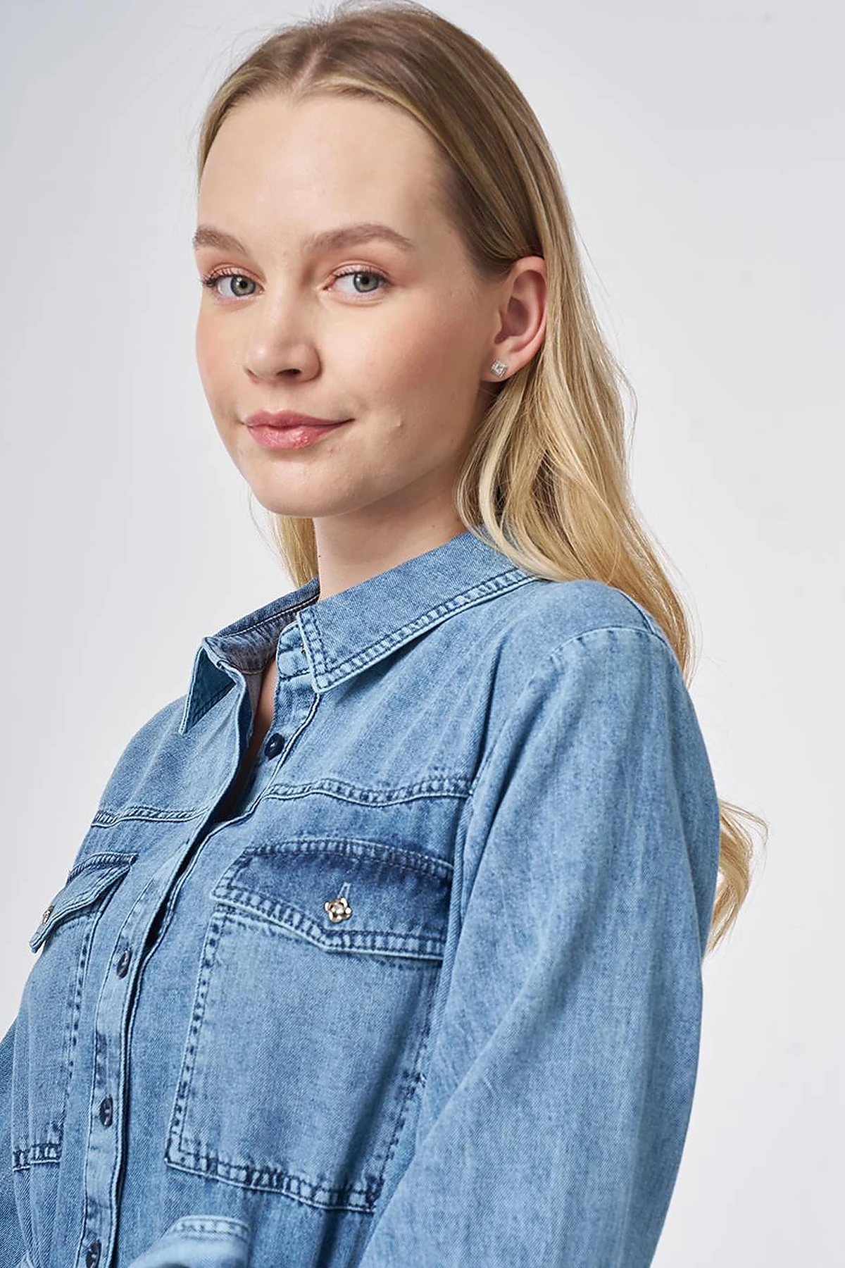 Washed Belted Dress Blue