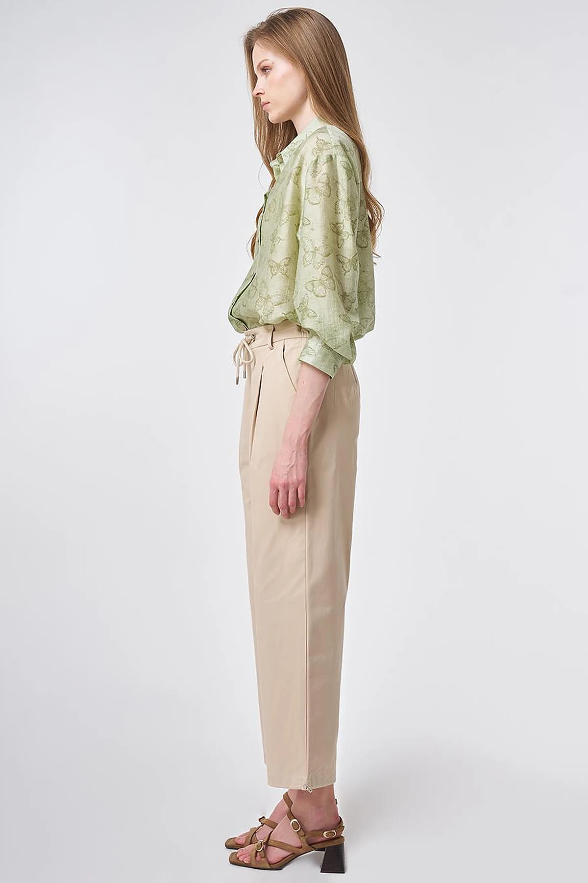 High Waist Cargo Pocket Trousers Mink