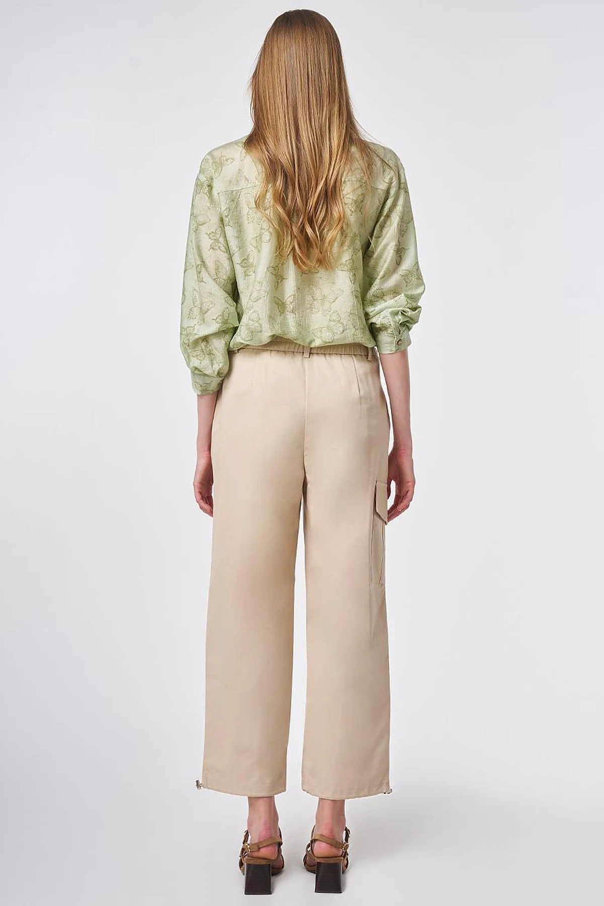 High Waist Cargo Pocket Trousers Mink