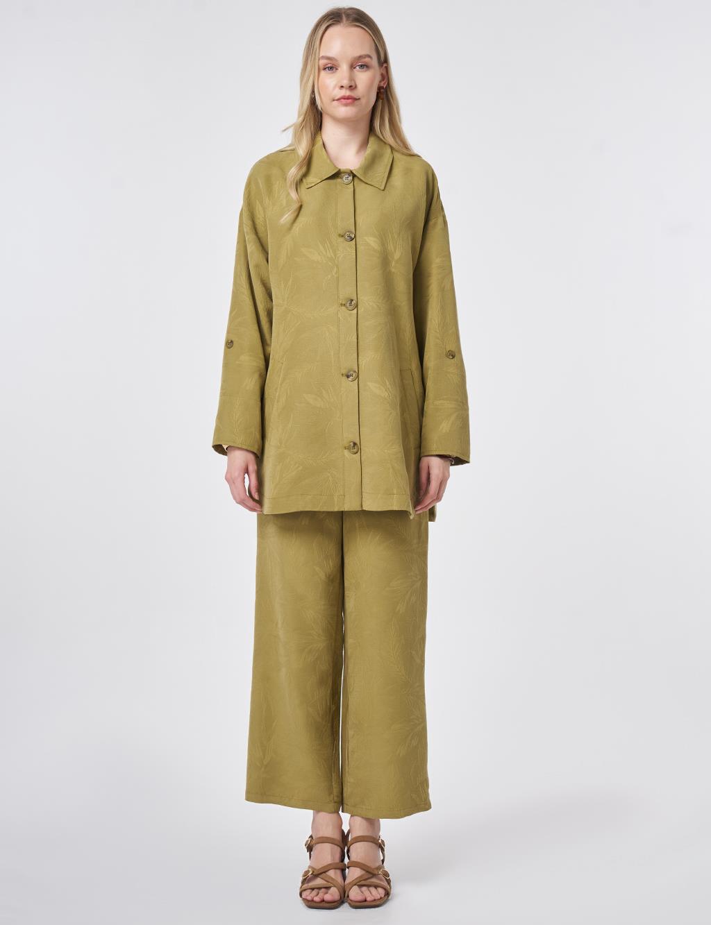 Desenli Modal İkili Takım Haki 