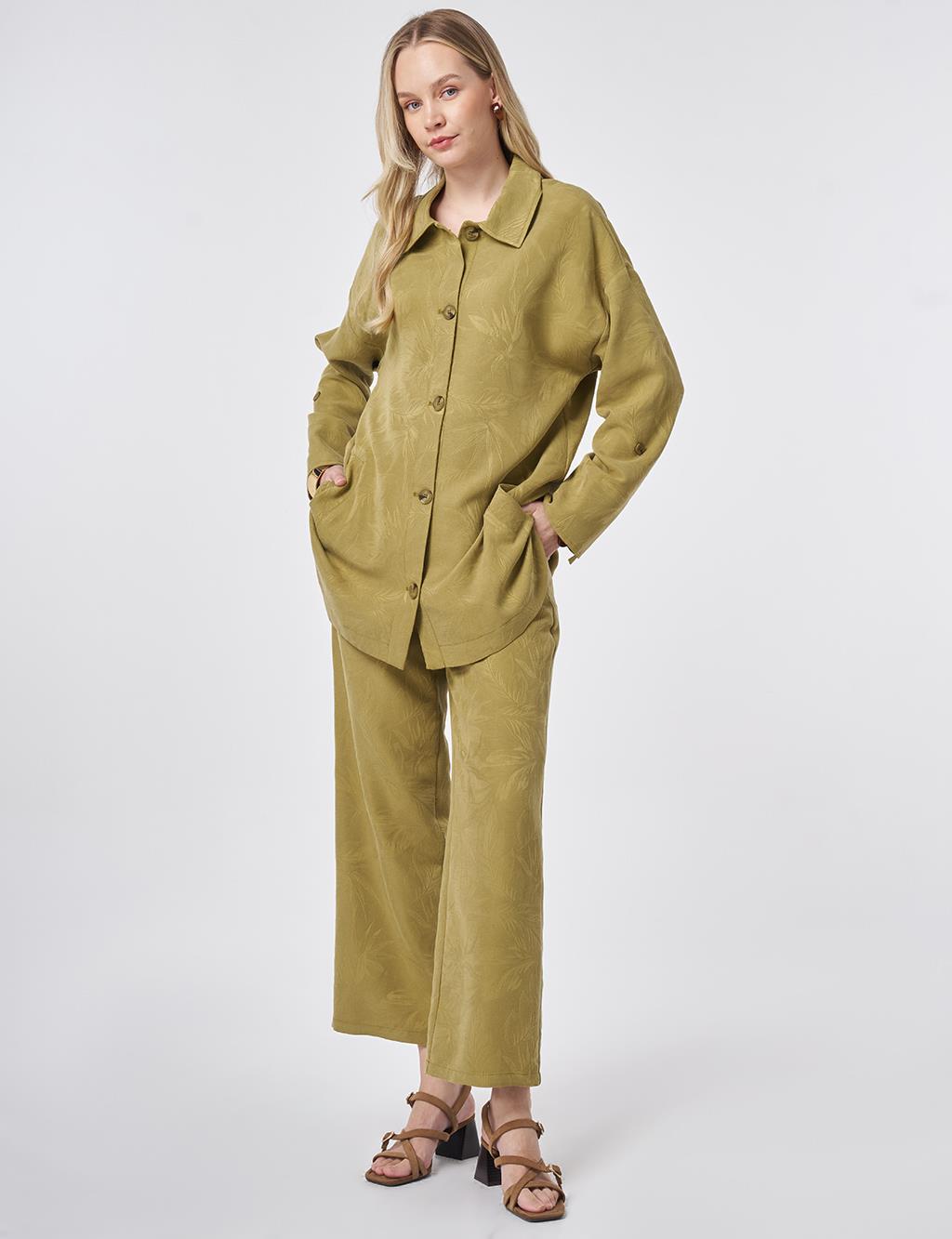 Desenli Modal İkili Takım Haki 