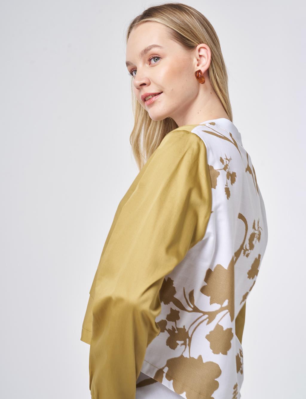 100% Cotton Patterned Skirt Two-Piece Set Olive Green